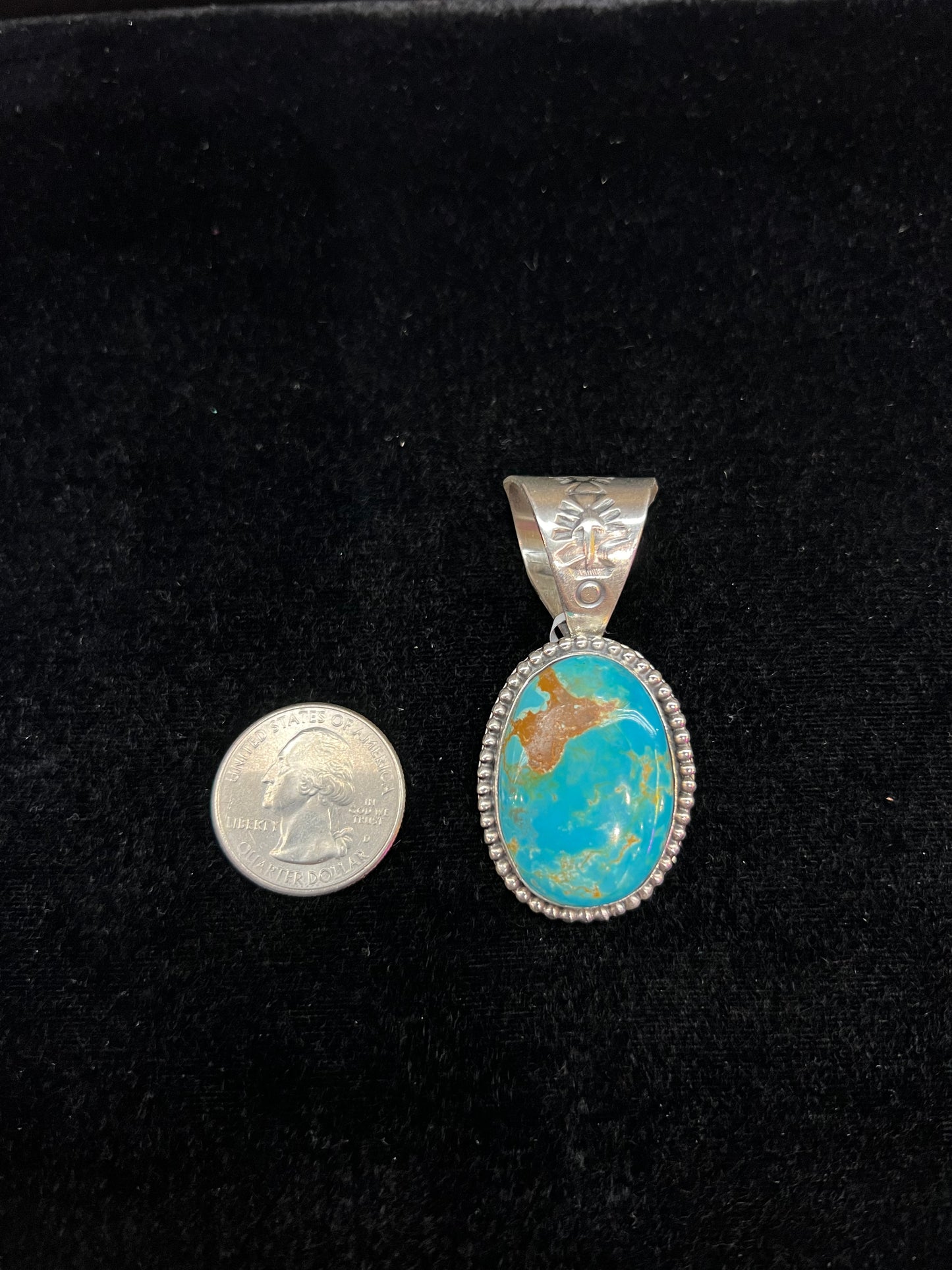 Kingman Turquoise Pendant by T.Nez, Sr. (13.5 mm bale)