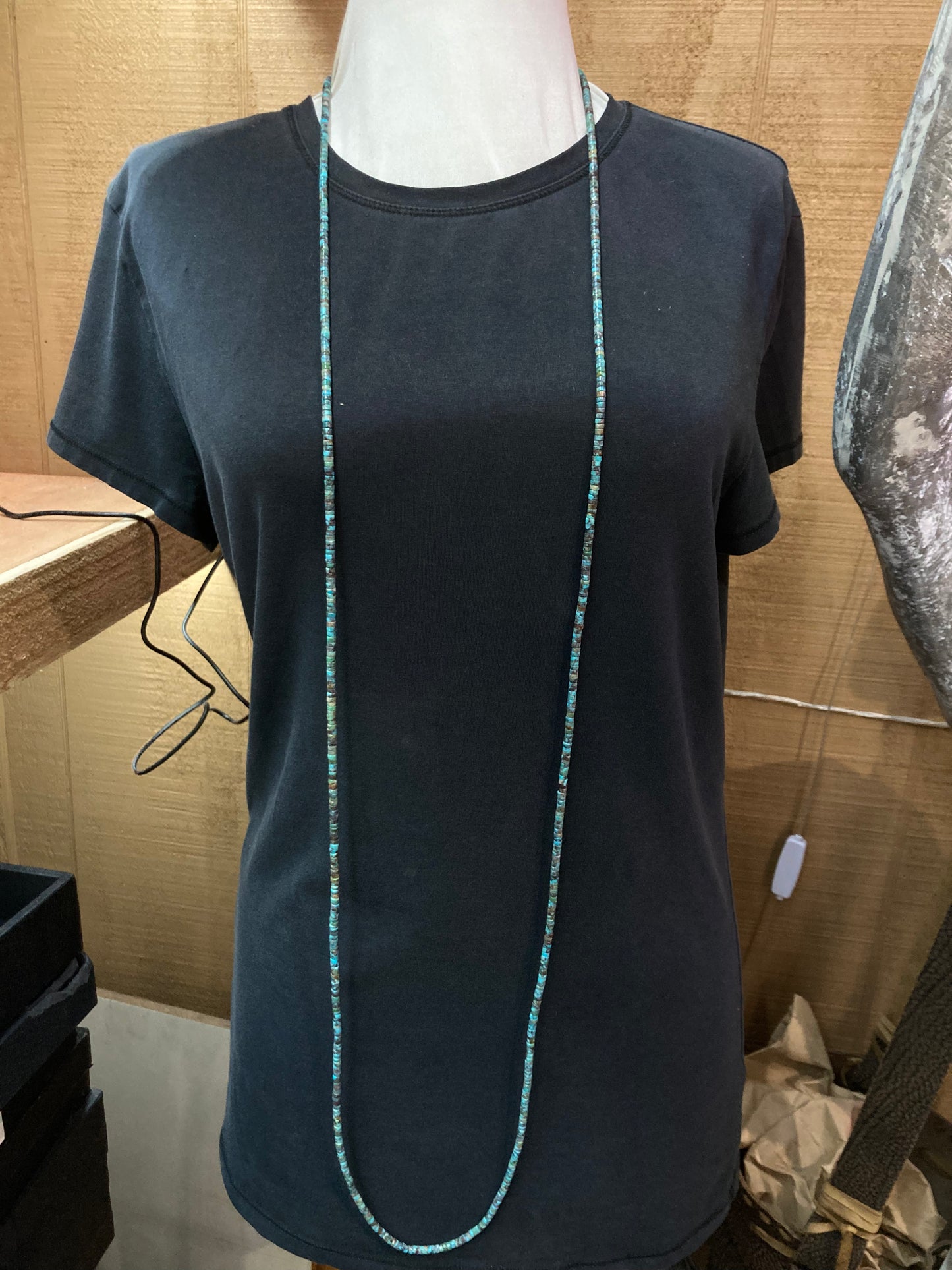 60” Turquoise Heishi Bead Necklace