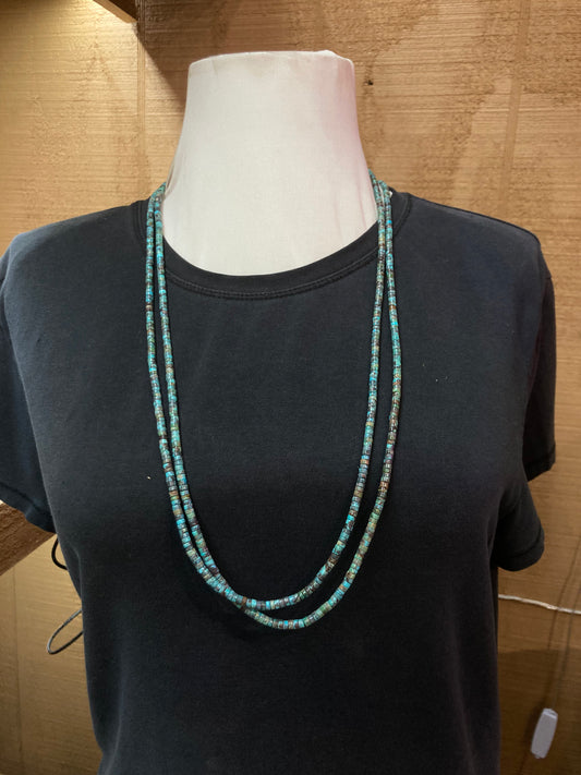 60” Turquoise Heishi Bead Necklace