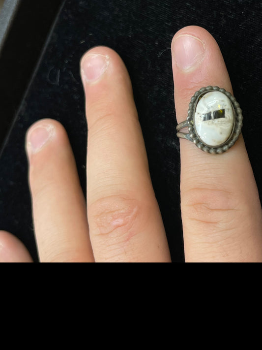 5.5 Dainty White Buffalo Ring by Navajo Artist