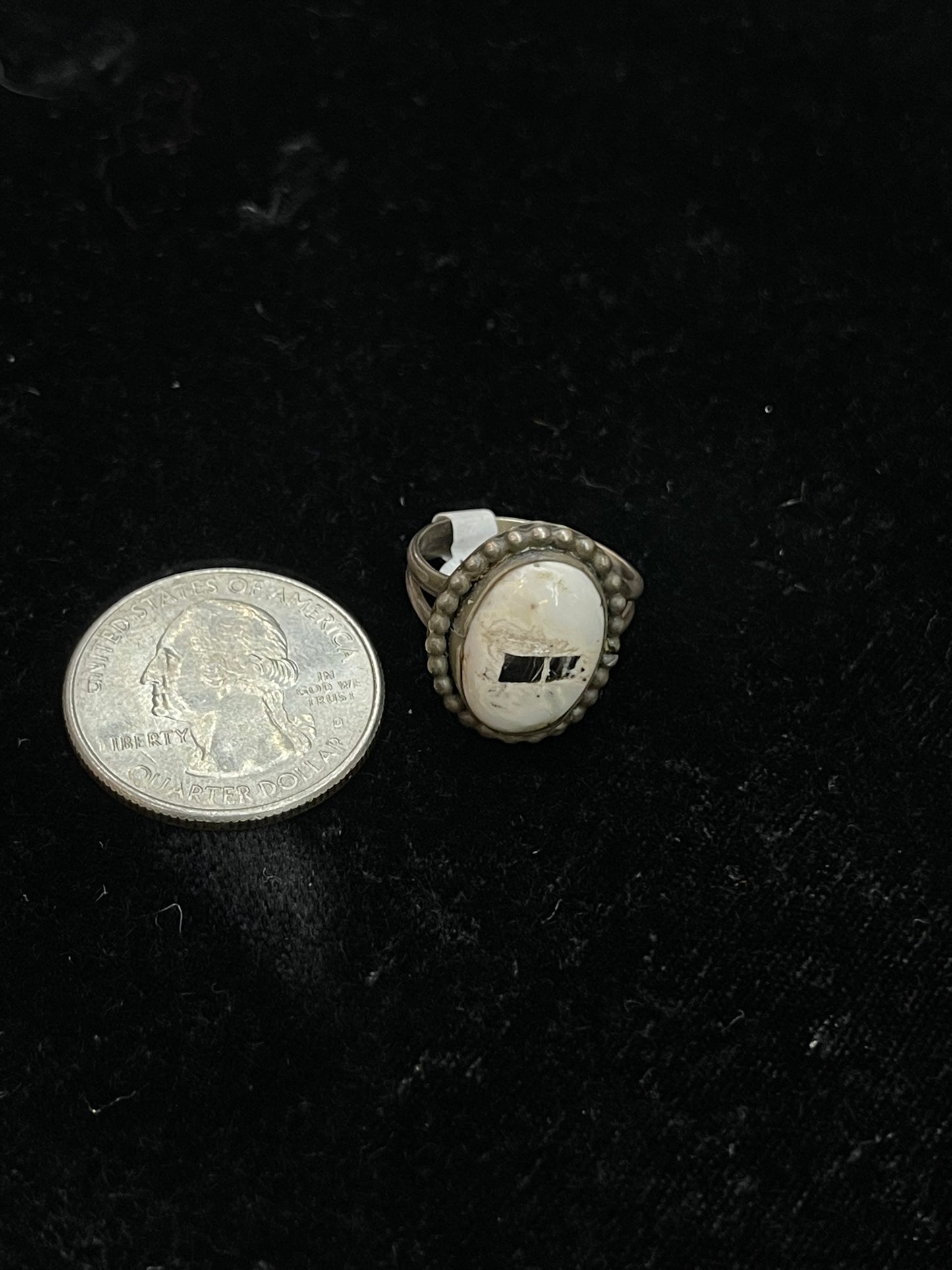 5.5 Dainty White Buffalo Ring by Navajo Artist