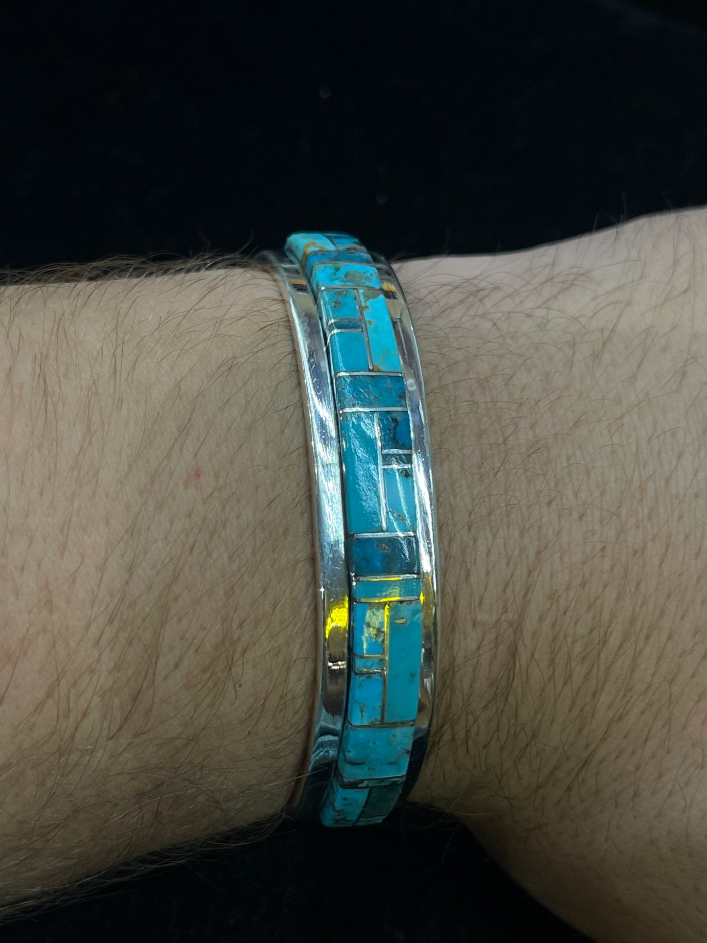 6 3/4" Kingman Turquoise Inlay Bracelet by Marie Jackson