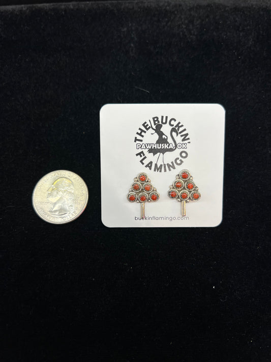 Coral Zuni-made Post Earrings