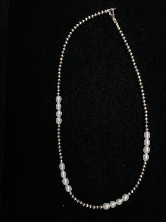 20" 4mm Navajo Pearl Necklace with Freshwater Pearls