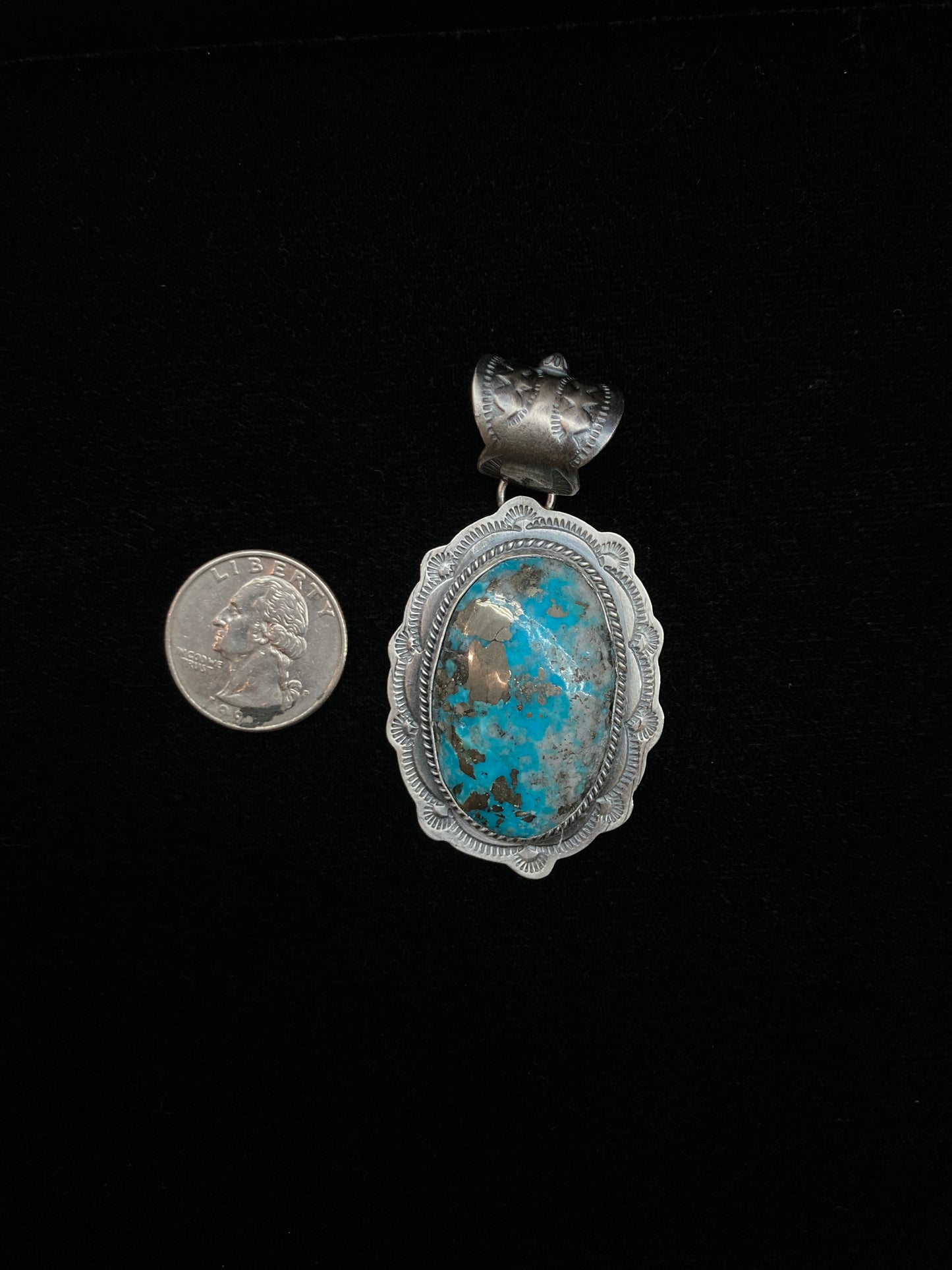 Campitos Turquoise Pendant with a 11mm Bale by John Nelson, Navajo