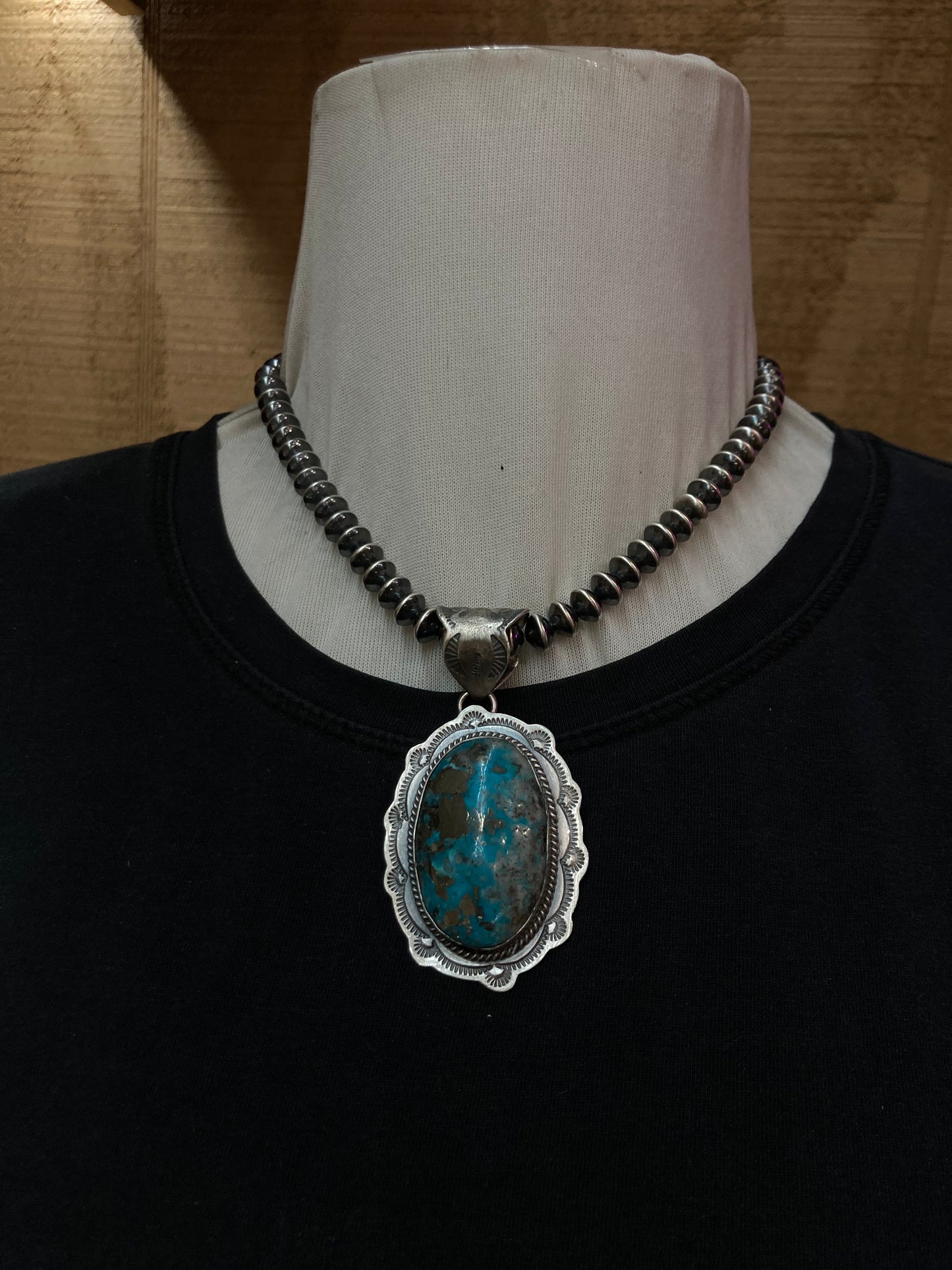 Campitos Turquoise Pendant with a 11mm Bale by John Nelson, Navajo