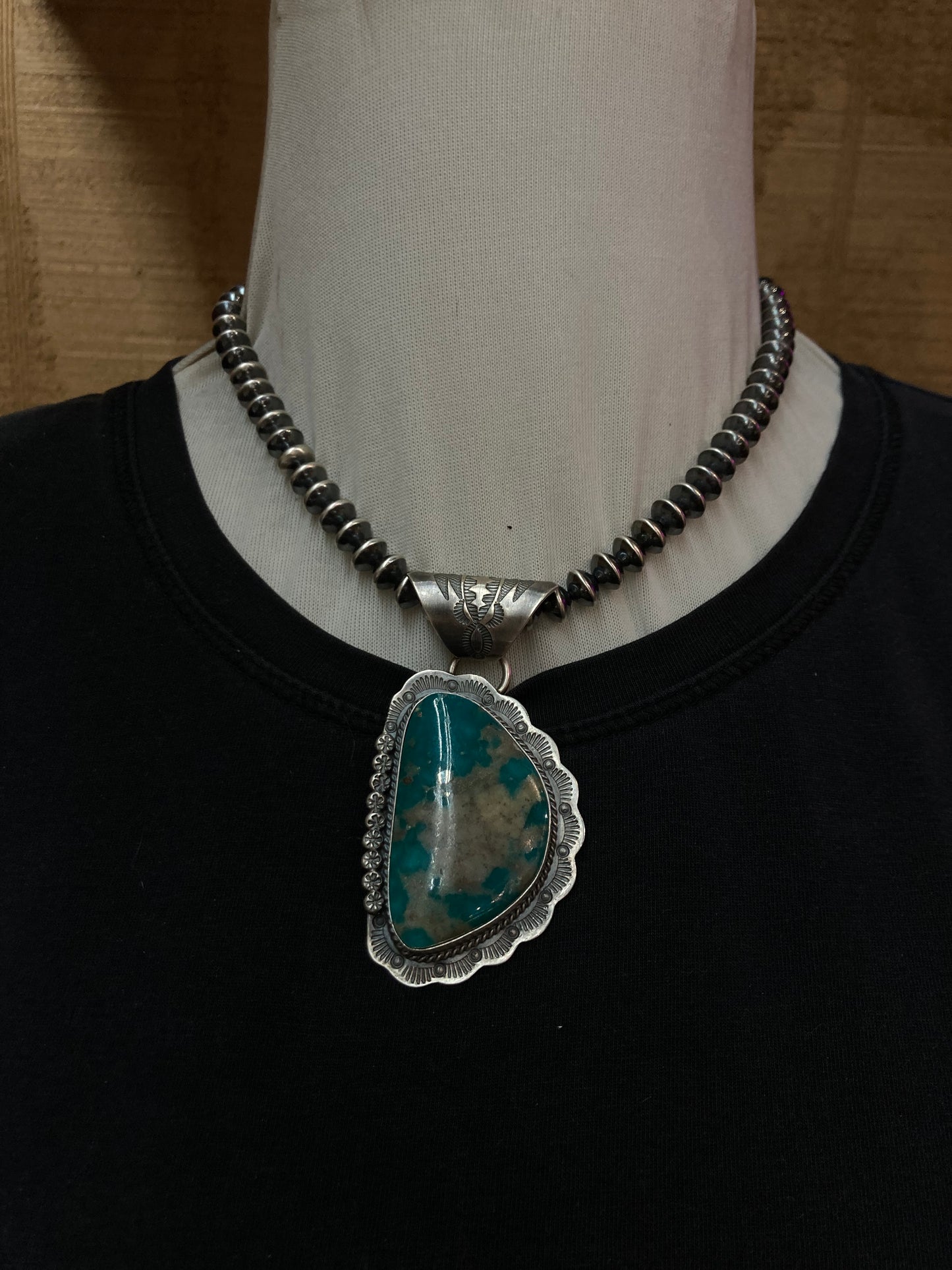 Campitos Turquoise Pendant with a 11mm Bale by John Nelson, Navajo