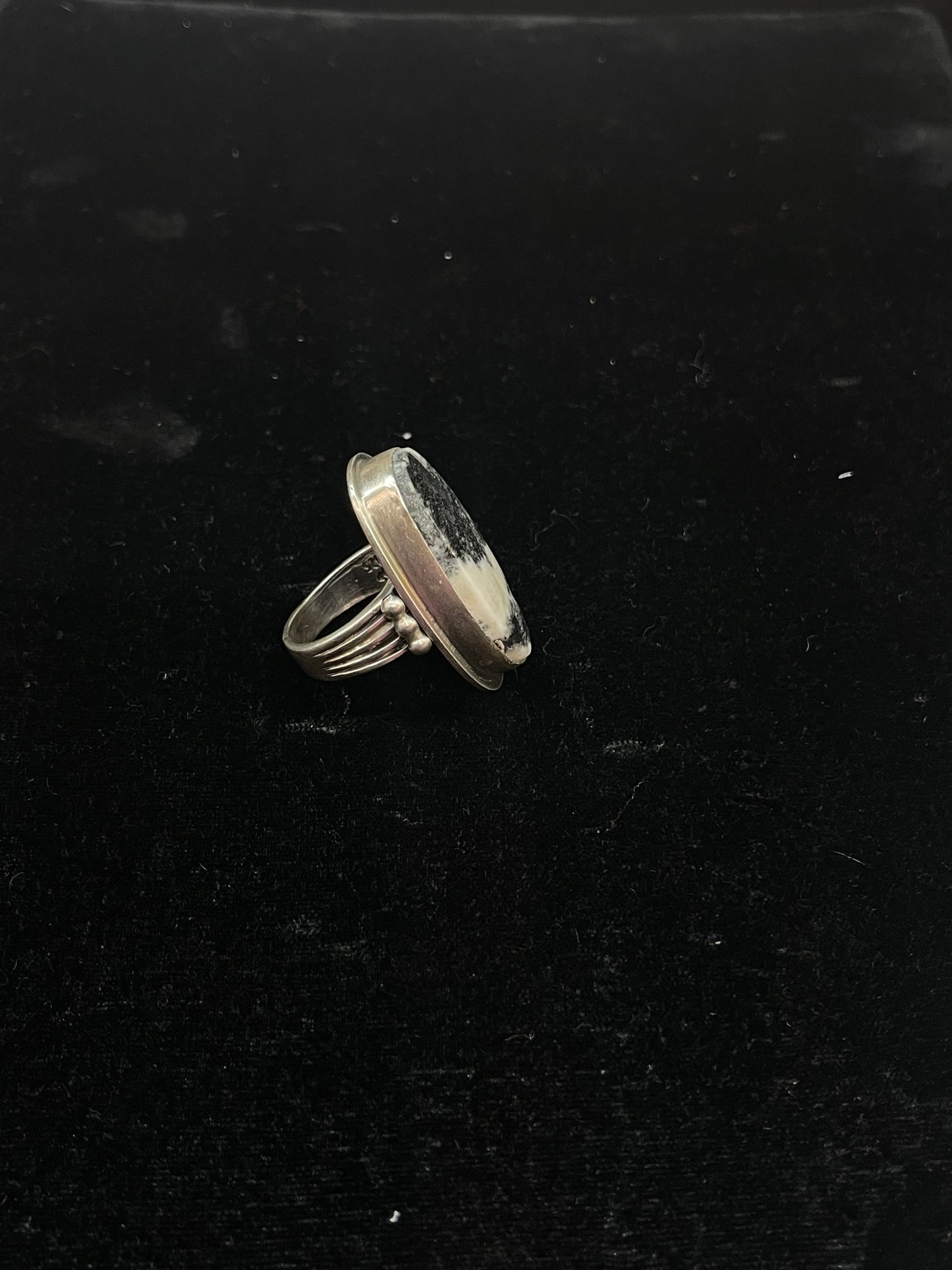 8.5 White Buffalo Ring by Calvin Delgarito, Navajo