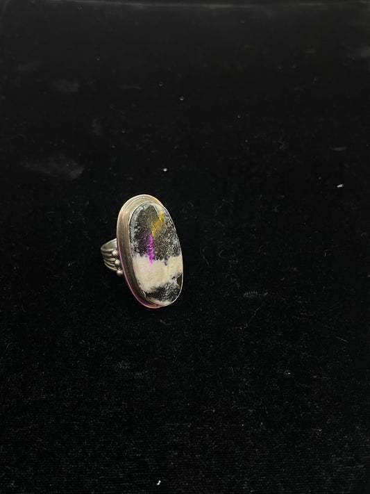 8.5 White Buffalo Ring by Calvin Delgarito, Navajo