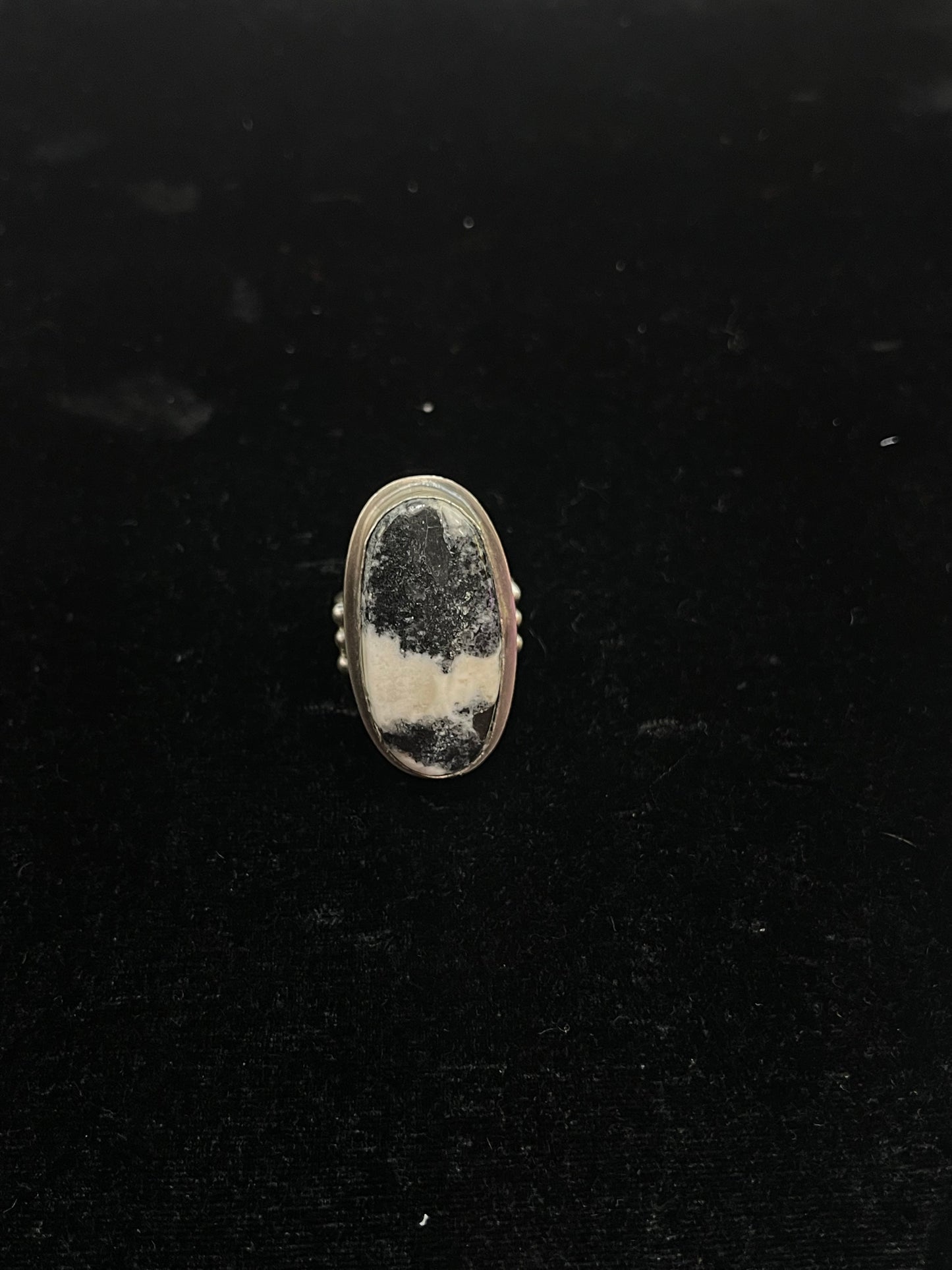 8.5 White Buffalo Ring by Calvin Delgarito, Navajo