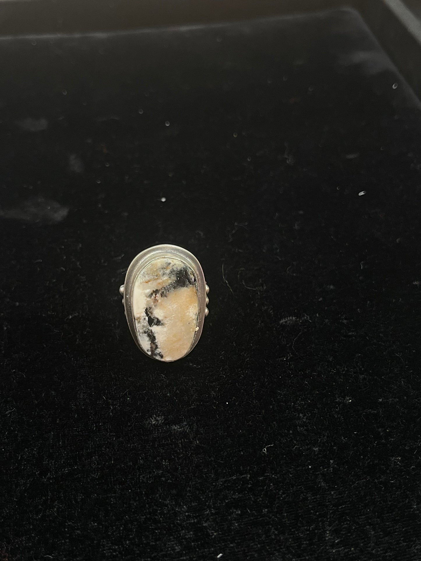 9.0 White Buffalo Ring by Calvin Delgarito, Navajo