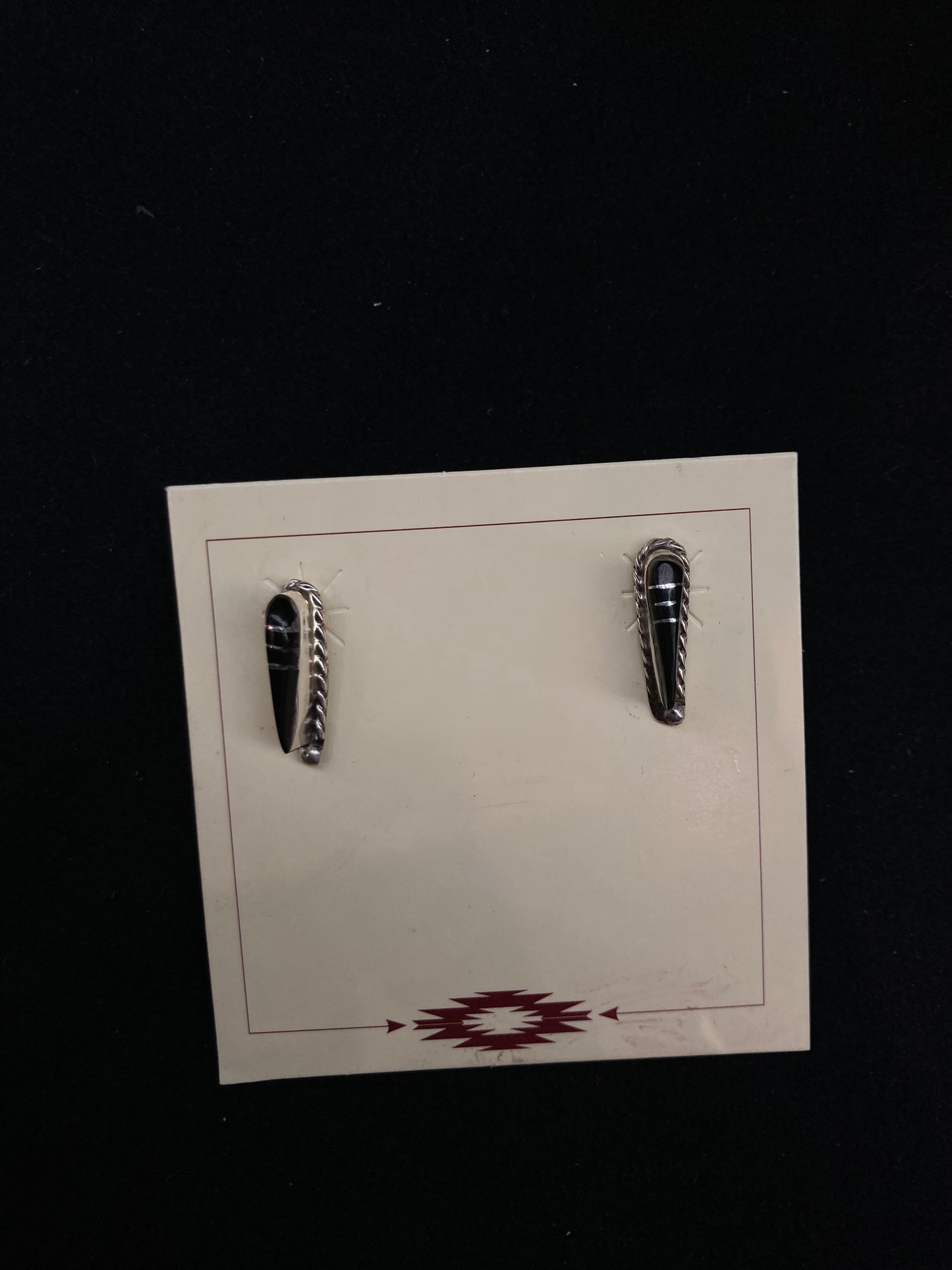 Multi Stone Inlay Teardrop Post Earrings by Willie Gia, Zuni