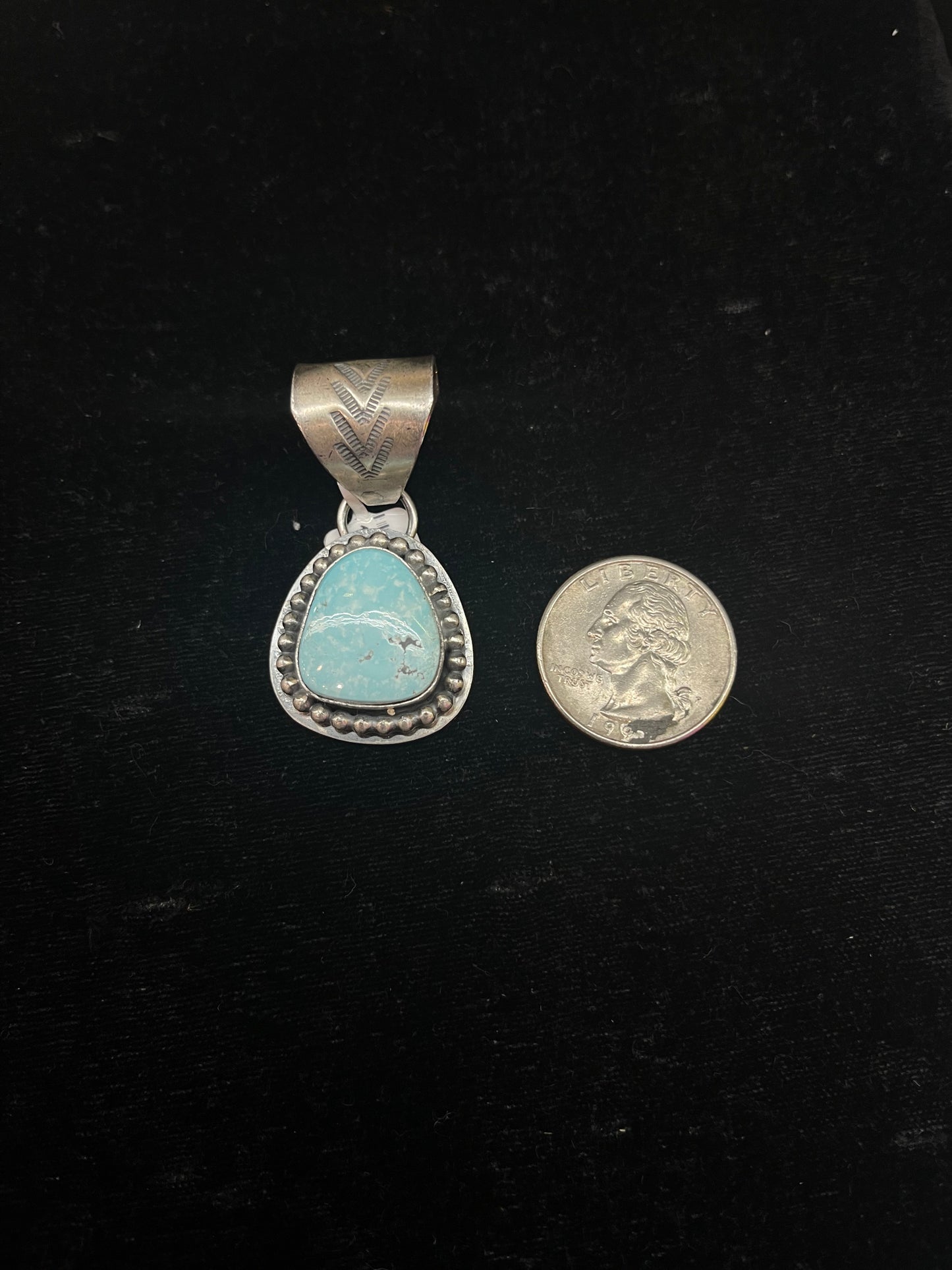 Sterling Silver Pendant with Dry Creek Turquoise by Zia