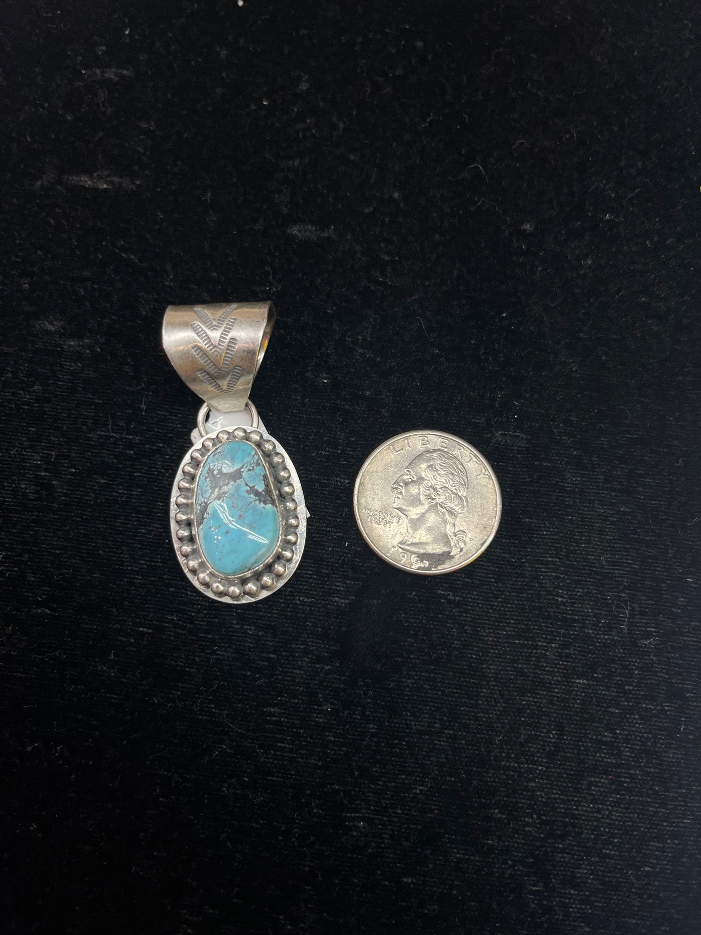 Sterling Silver Pendant with Golden Hills Turquoise by Zia