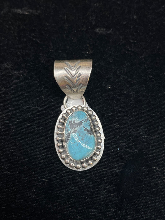 Sterling Silver Pendant with Golden Hills Turquoise by Zia