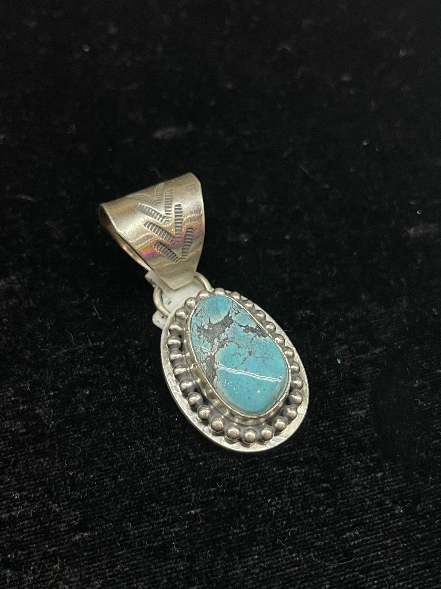 Sterling Silver Pendant with Golden Hills Turquoise by Zia