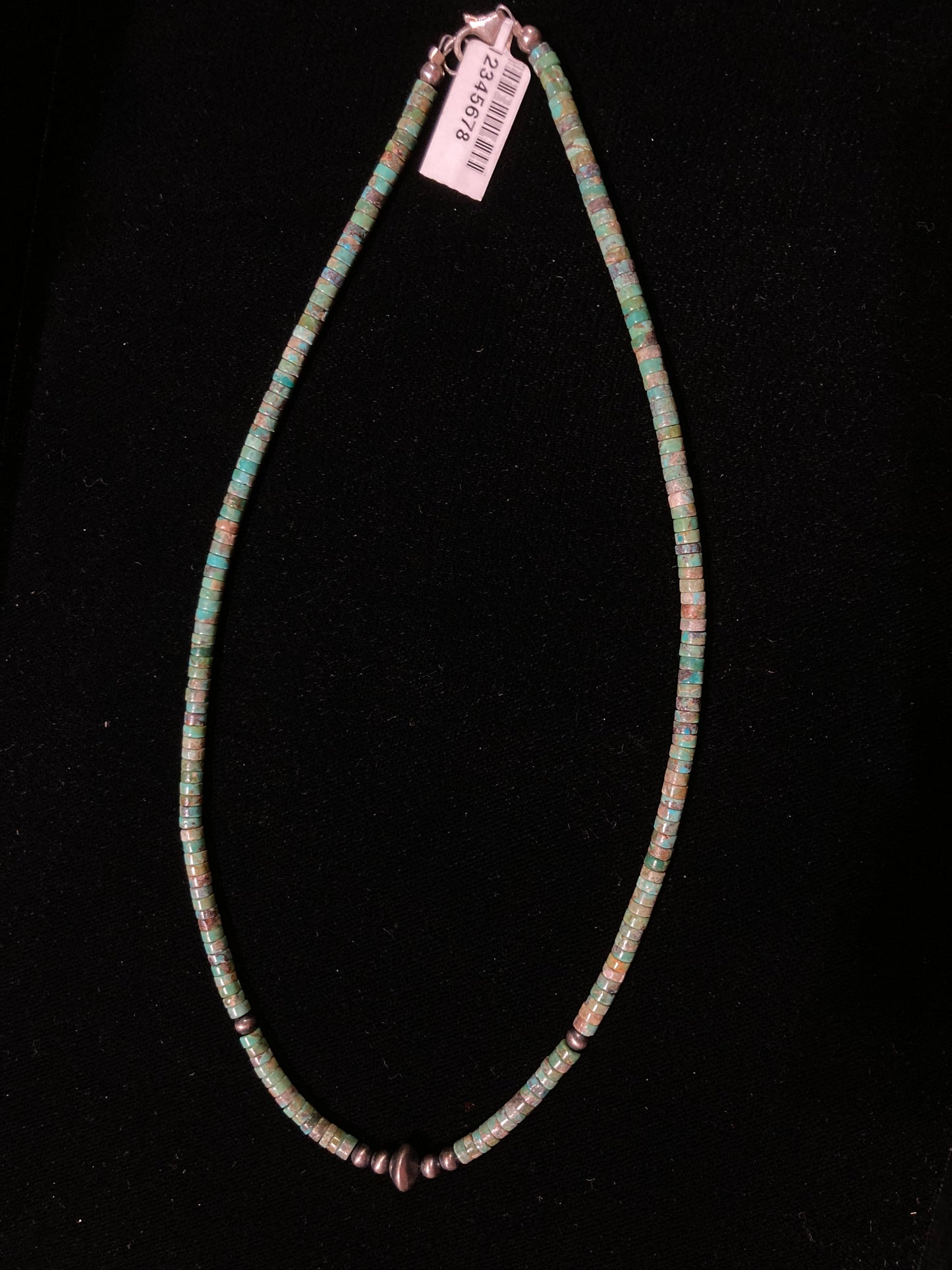 18” Turquoise Heishi Bead and Navajo Pearl Necklace