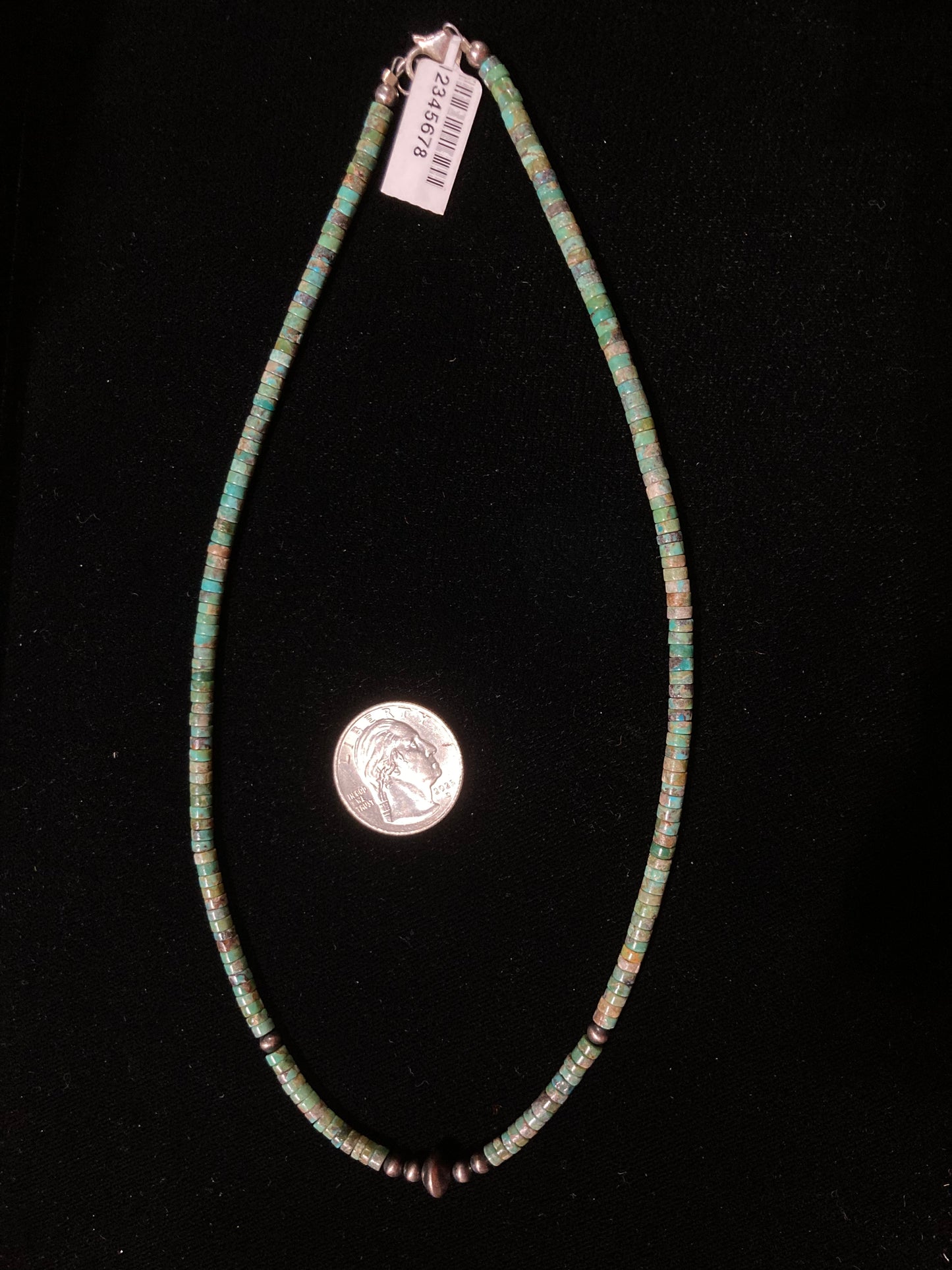 18” Turquoise Heishi Bead and Navajo Pearl Necklace