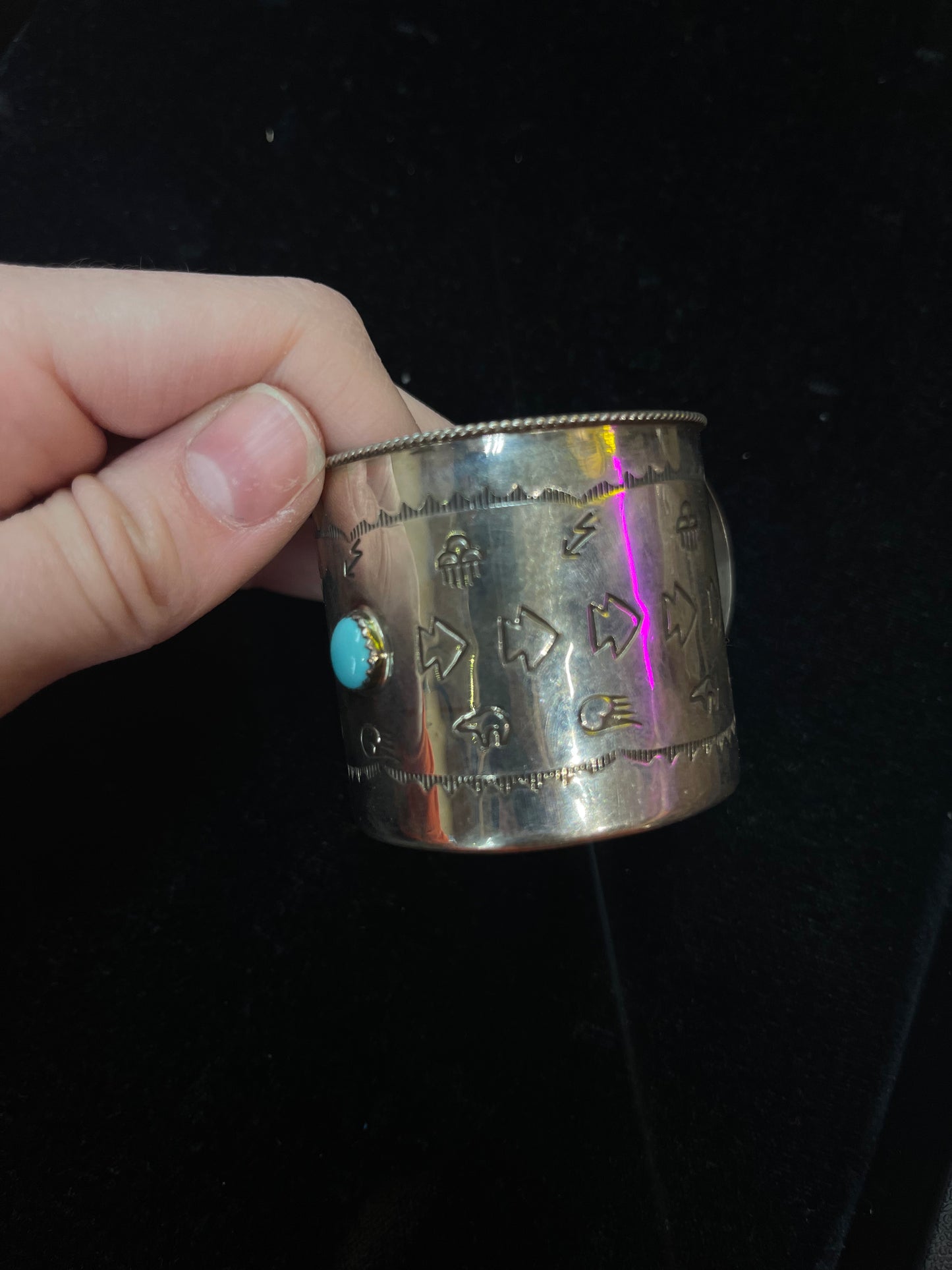 Sterling Silver and Turquoise Stamped Espresso Mug