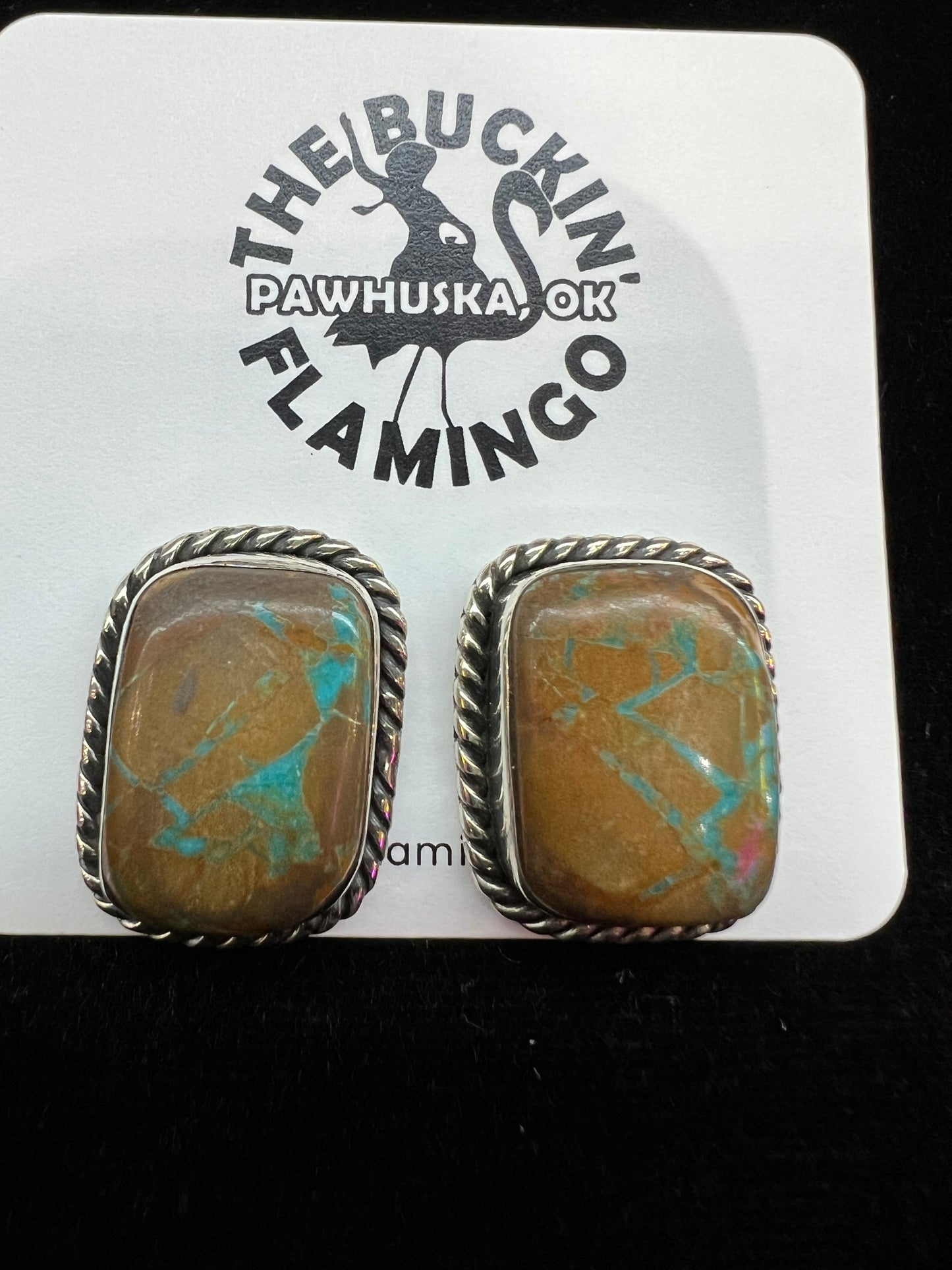 Ribbon Turquoise and Sterling Silver Post Earrings