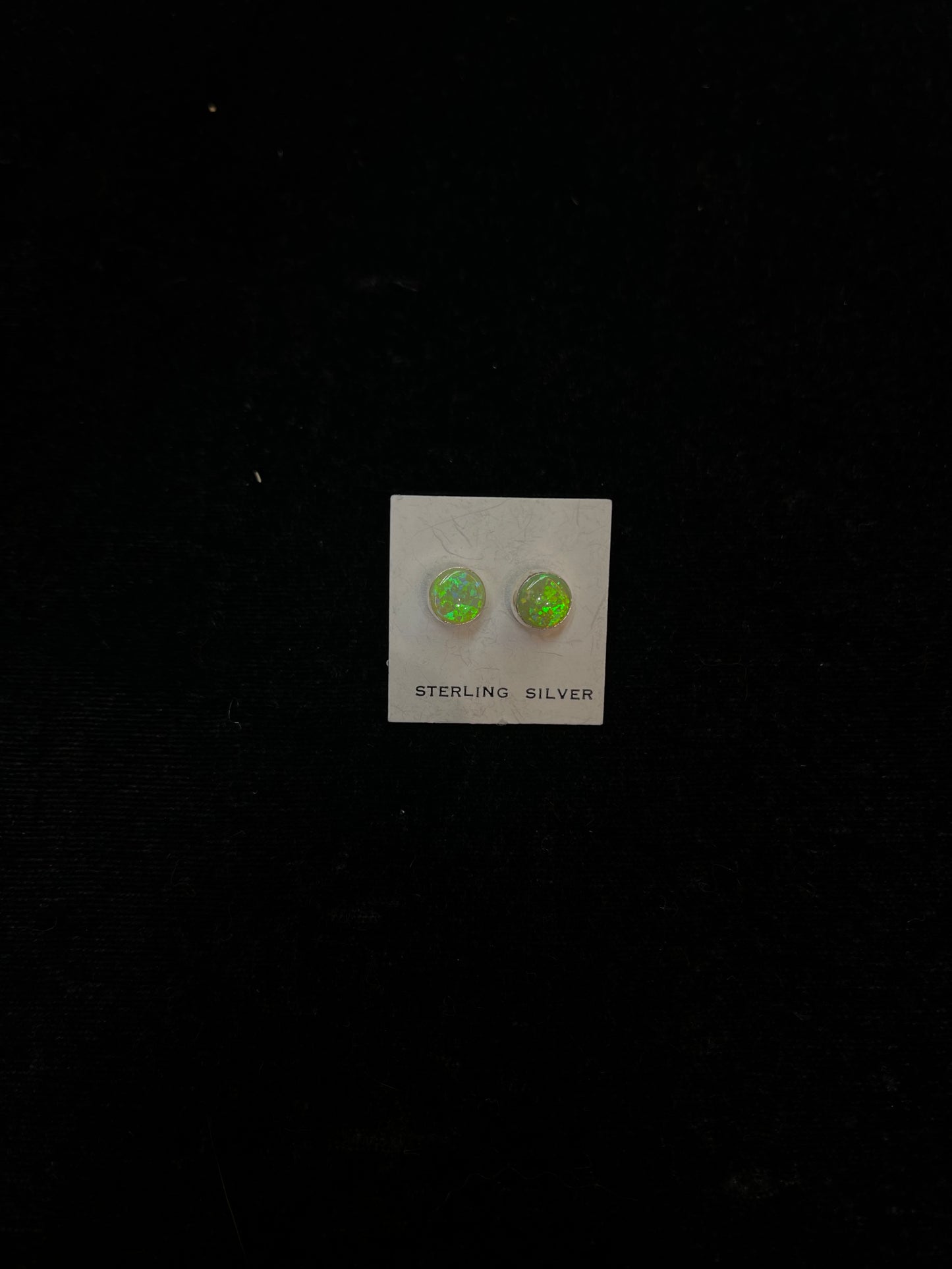 Neon Green Opal Circle Post Earring