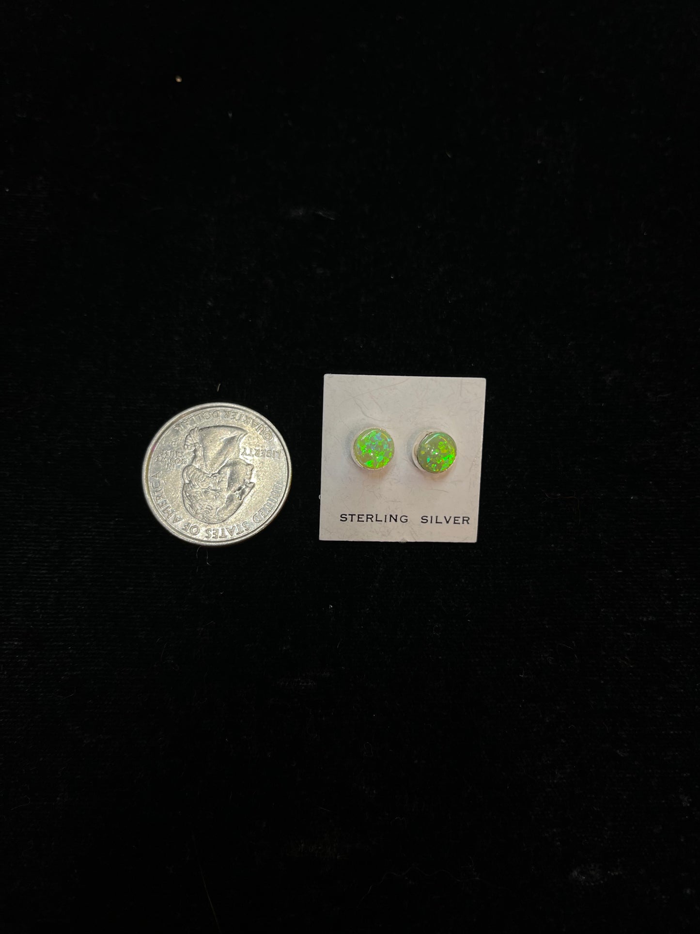 Neon Green Opal Circle Post Earring