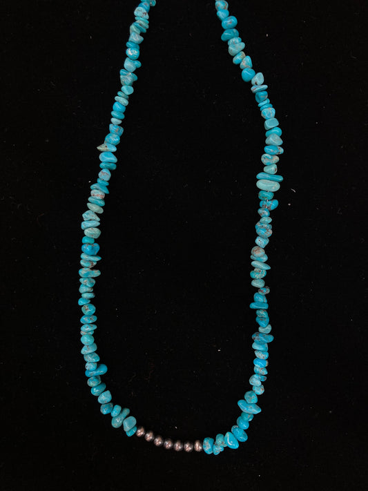 20" Kingman Turquoise Nugget Necklace with Navajo Pearls