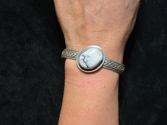6”-7” White Buffalo Cuff by B. Webb, Navajo