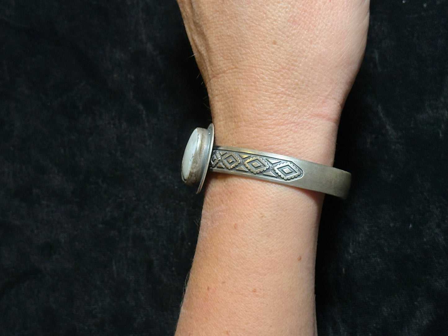 6”-7” White Buffalo Cuff by B. Webb, Navajo