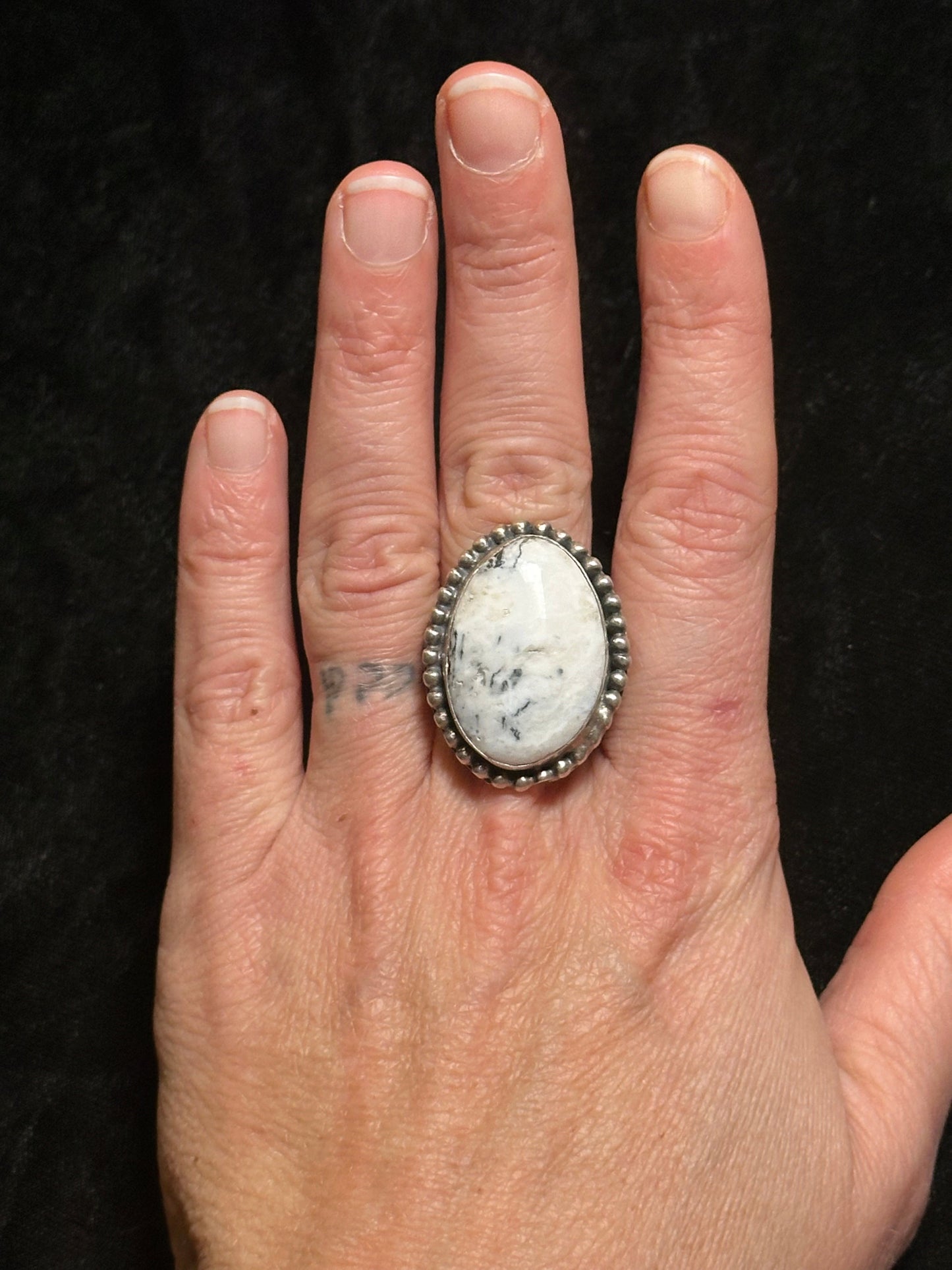 13.0 White Buffalo Ring by Boyd Ashley, Navajo