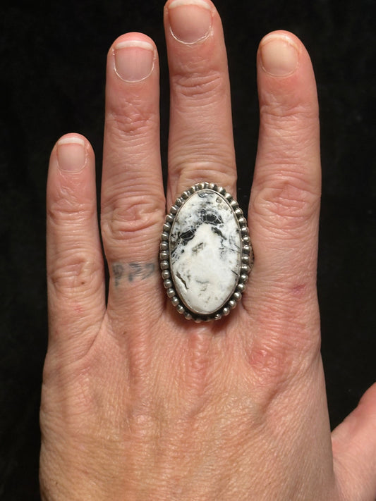 13.0 White Buffalo Ring by Boyd Ashley, Navajo