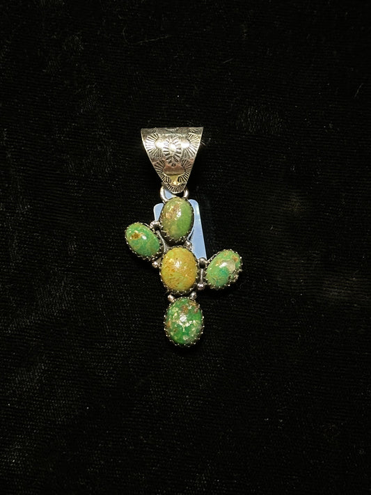 Green Nevada Turquoise Pendant by Zia