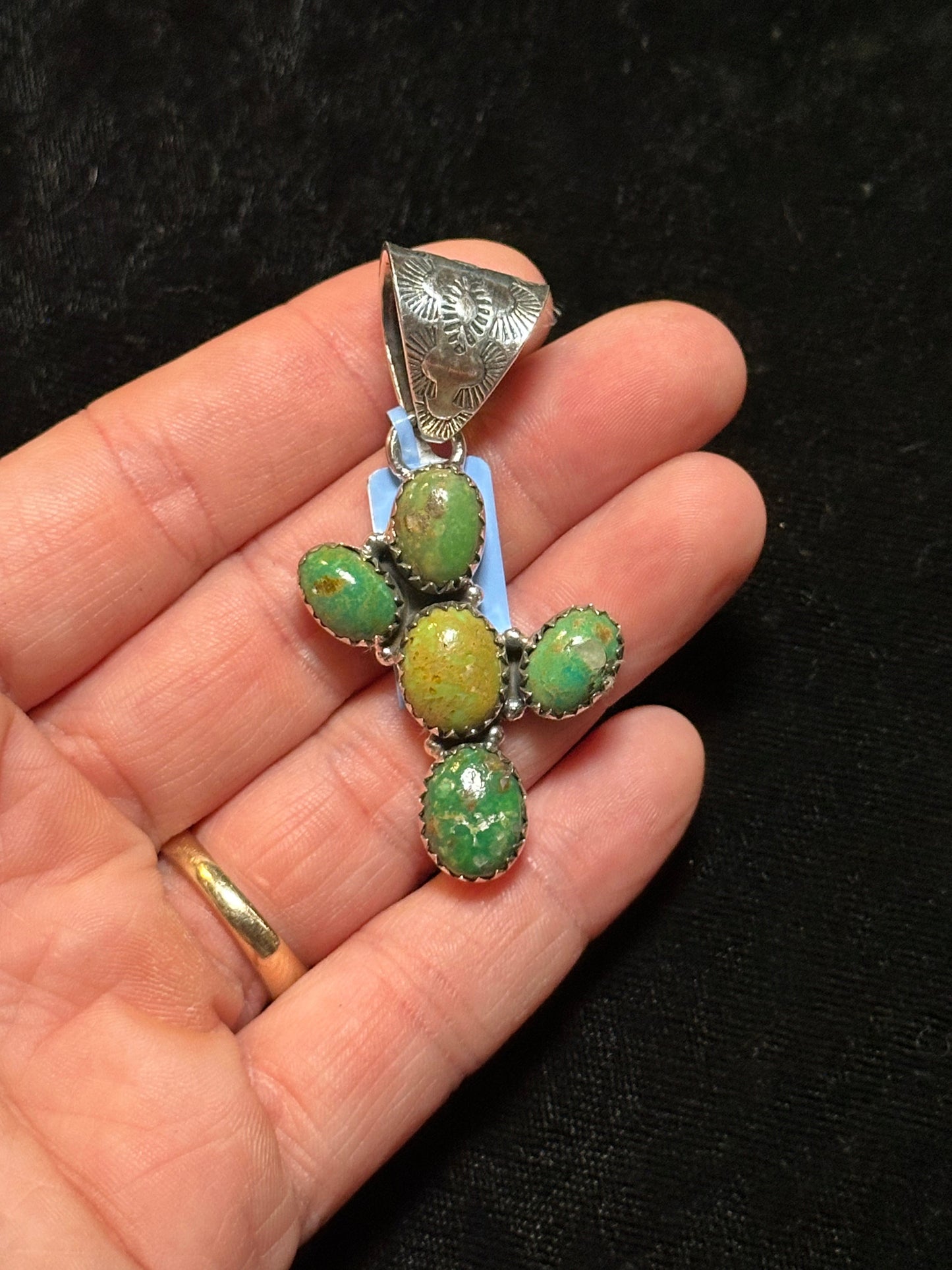 Green Nevada Turquoise Pendant by Zia