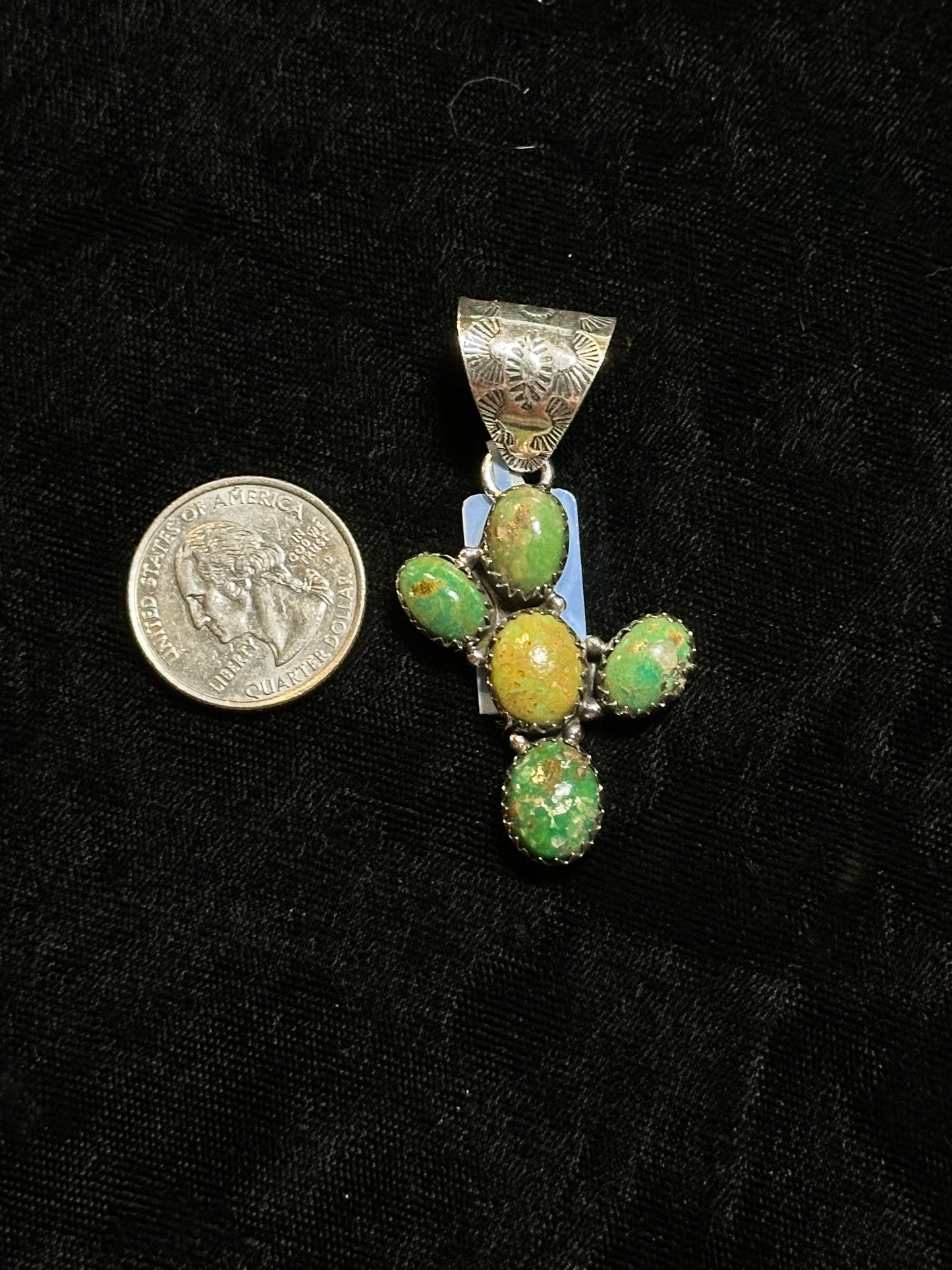 Green Nevada Turquoise Pendant by Zia