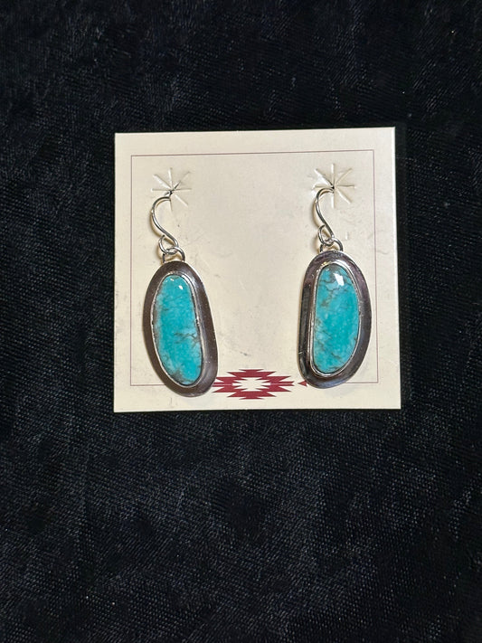 High Grade Turquoise Dangle Earrings by Marie Jackson, Navajo