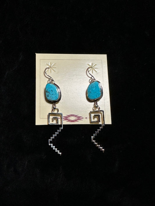 Morenci Turquoise Dangle Earrings by Christina Jackson, Navajo