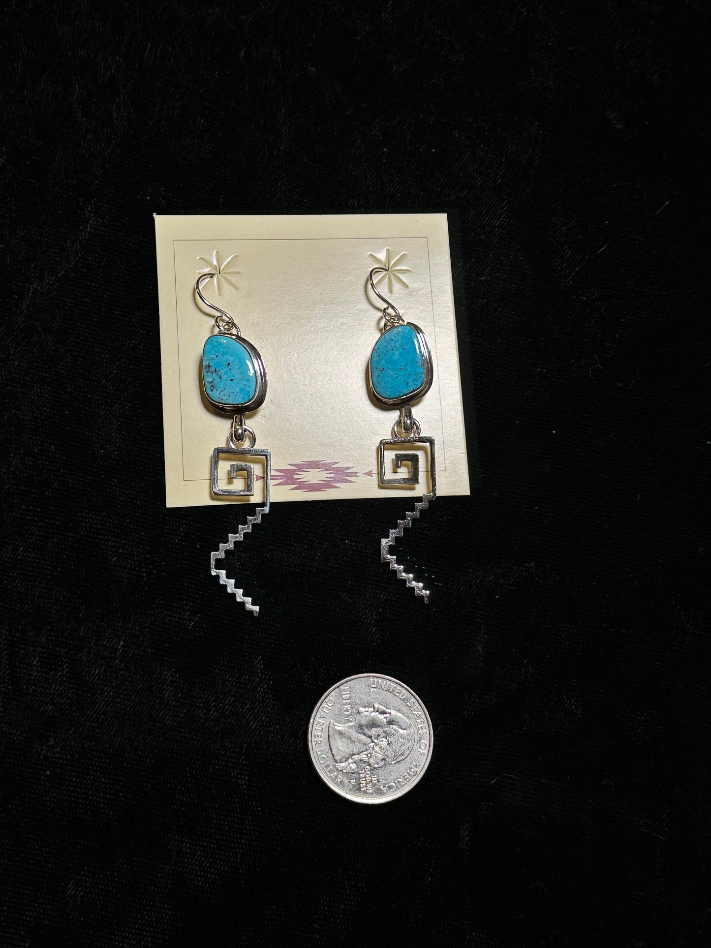 Morenci Turquoise Dangle Earrings by Christina Jackson, Navajo