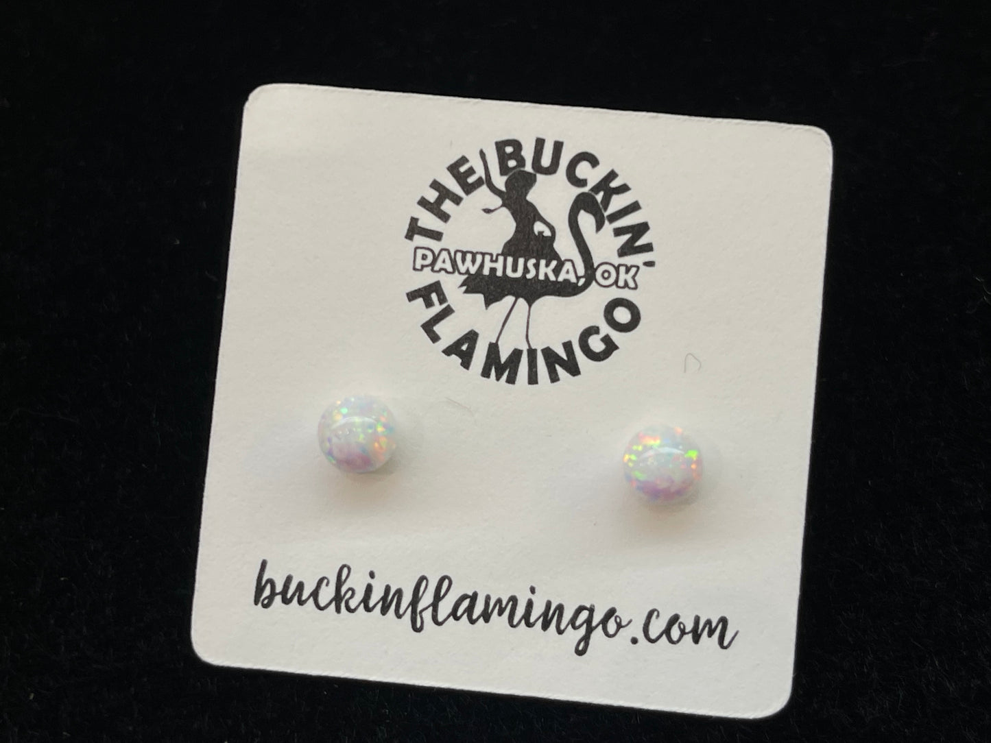 White Opal Round Earrings