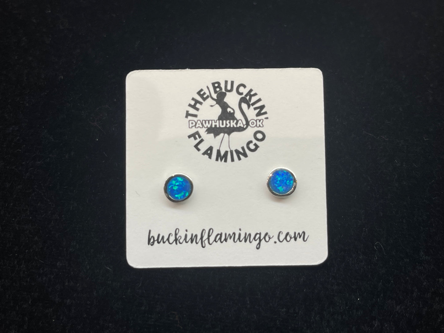 Blue Opal 5.5 mm Post Earrings