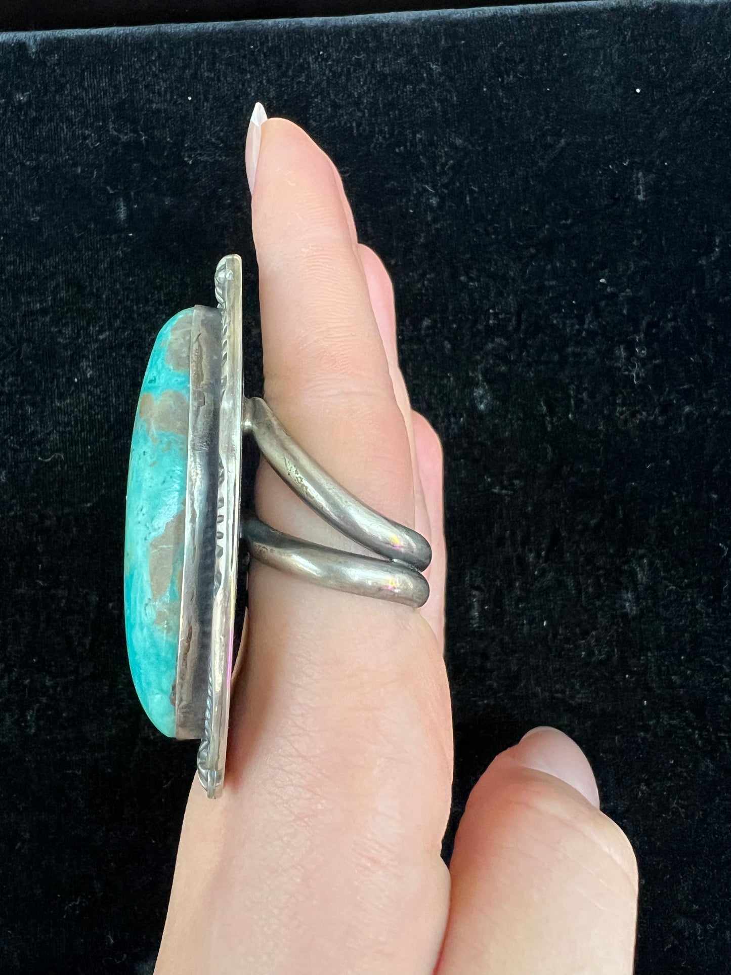 Adjustable Kingman Ring by Delbert Secatero, Navajo