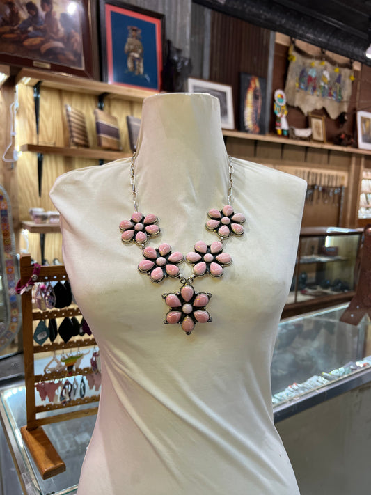 Pink Conch Cluster Necklace