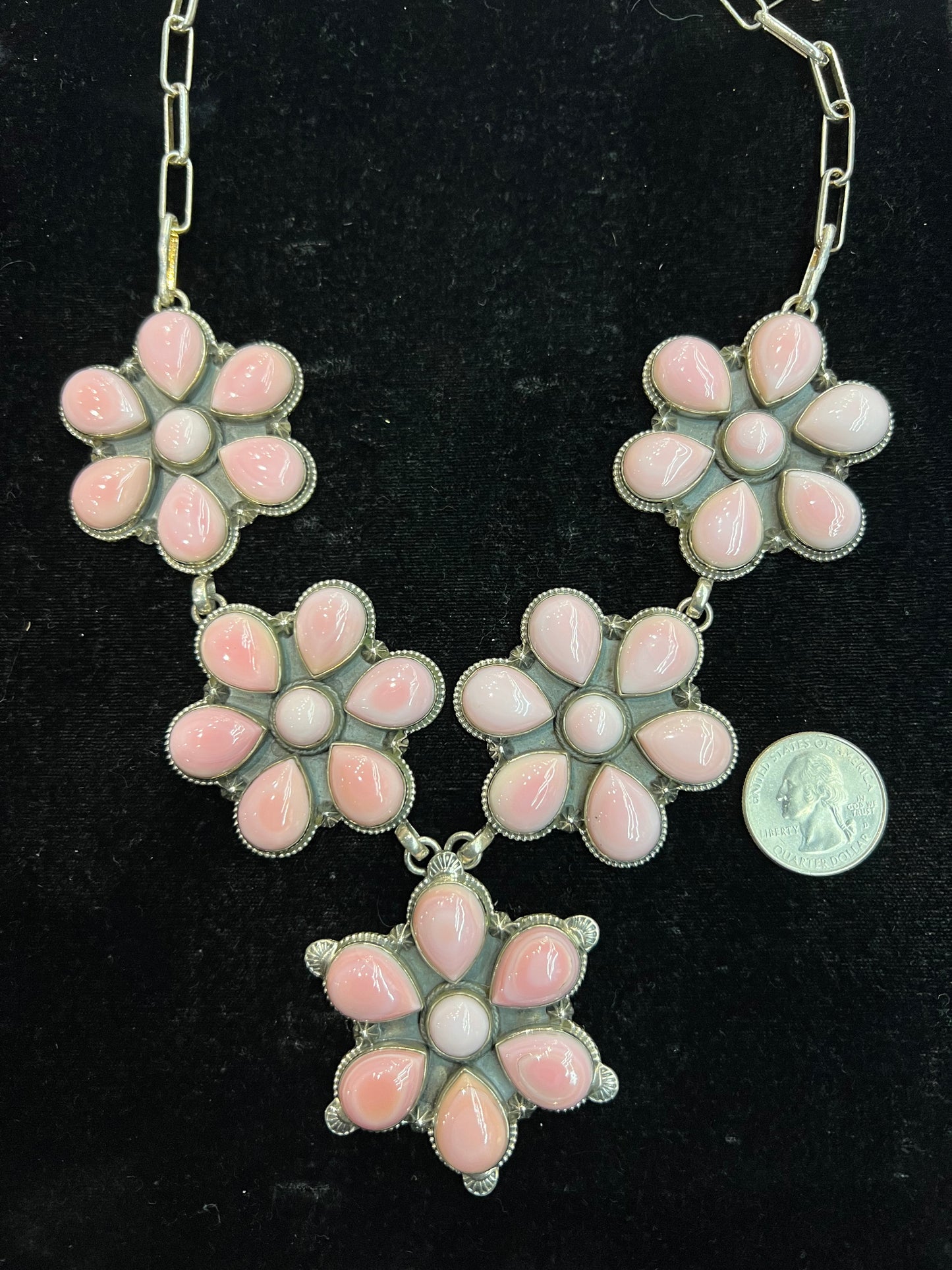 Pink Conch Cluster Necklace