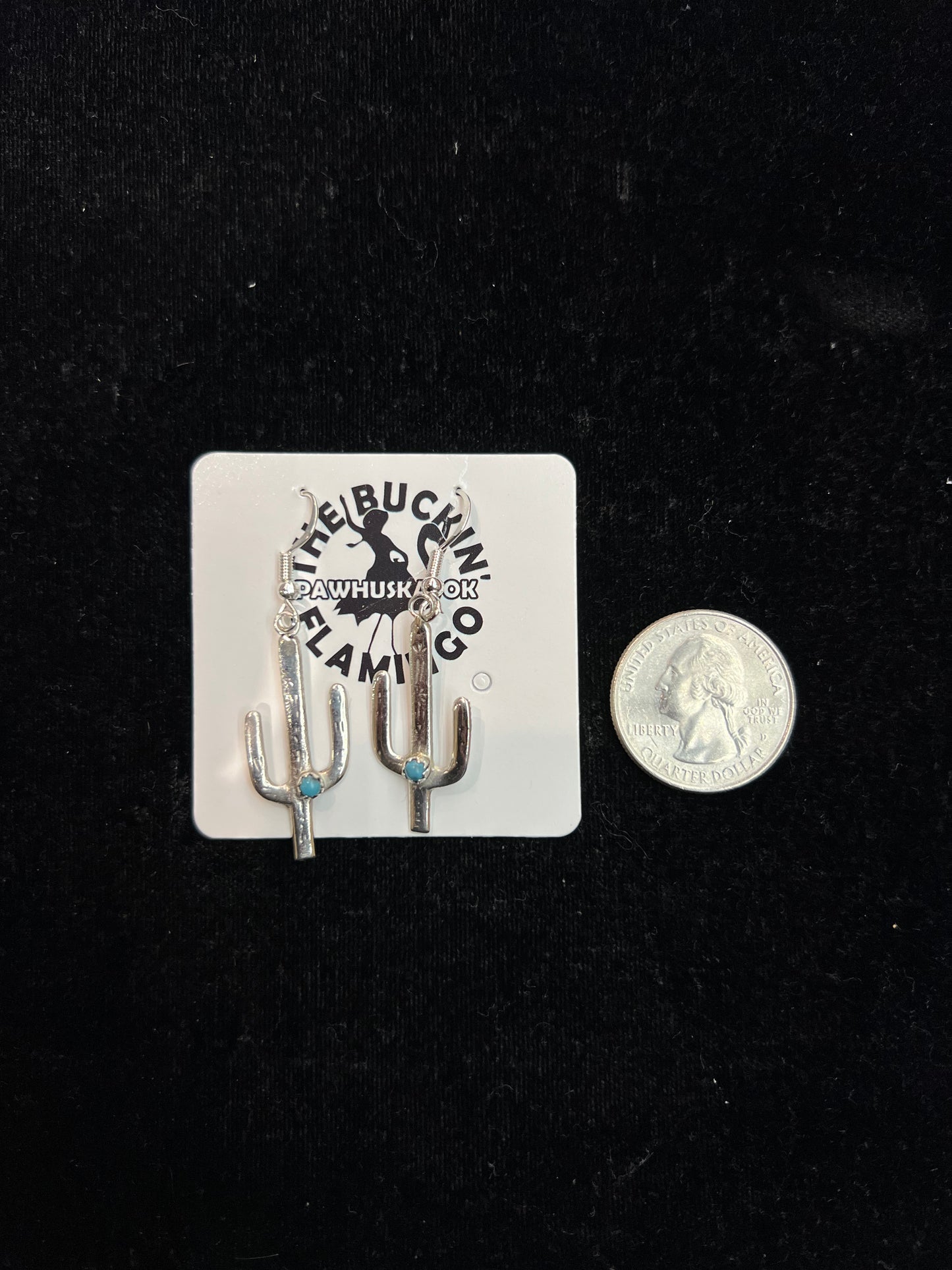 Sterling Silver Cactus Hook Earrings, Navajo Made