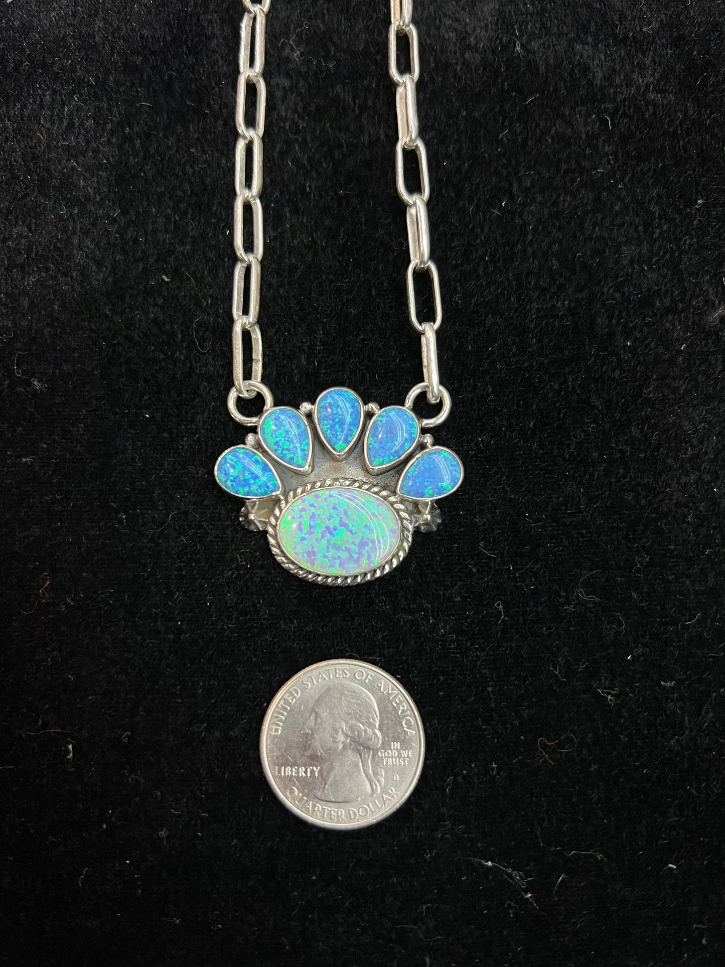 21" Blue Opal Cluster Necklace
