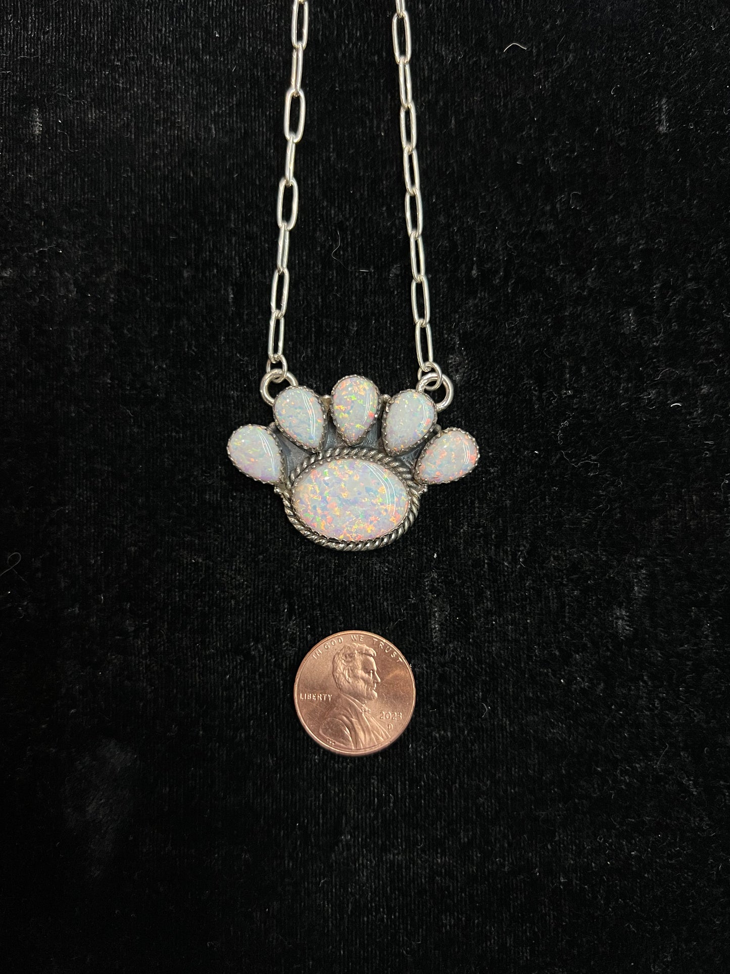 16" White Opal Cluster Necklace l