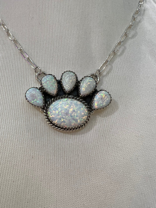 16" White Opal Cluster Necklace l