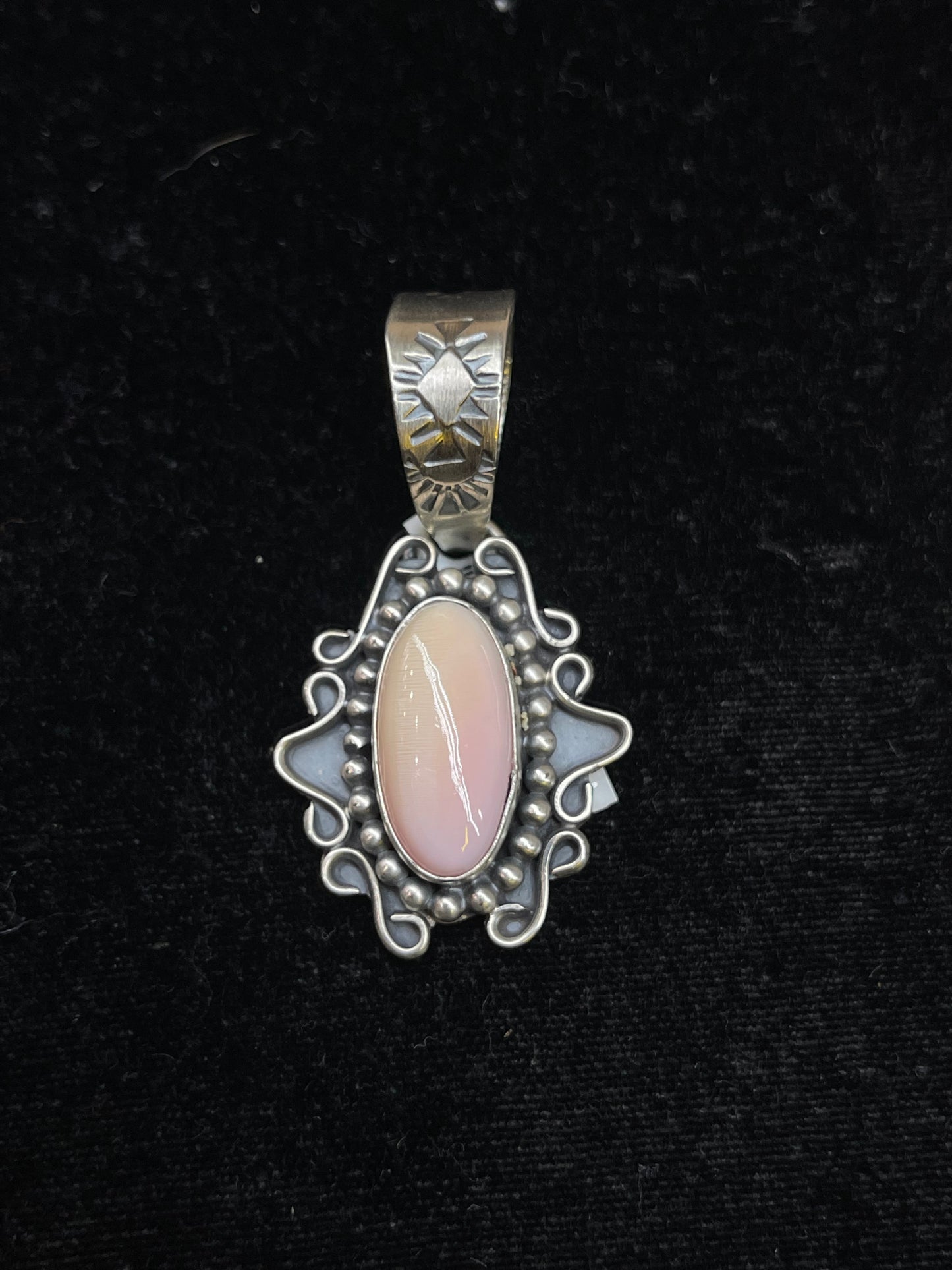 Pink Conch Pendant with 14mm Bale by Terrel Nez Sr, Navajo