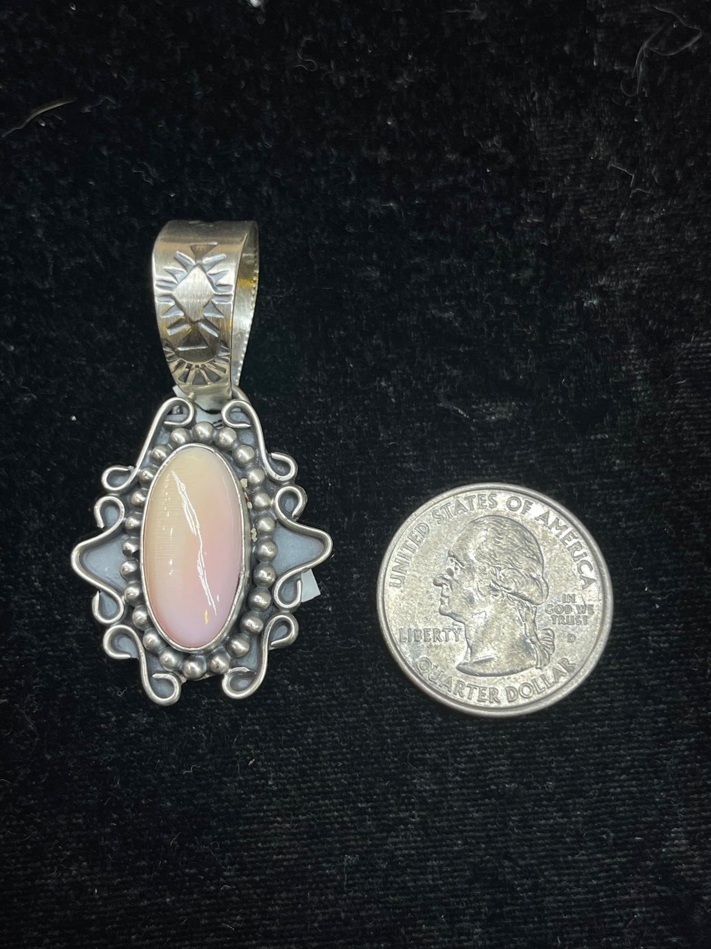 Pink Conch Pendant with 14mm Bale by Terrel Nez Sr, Navajo