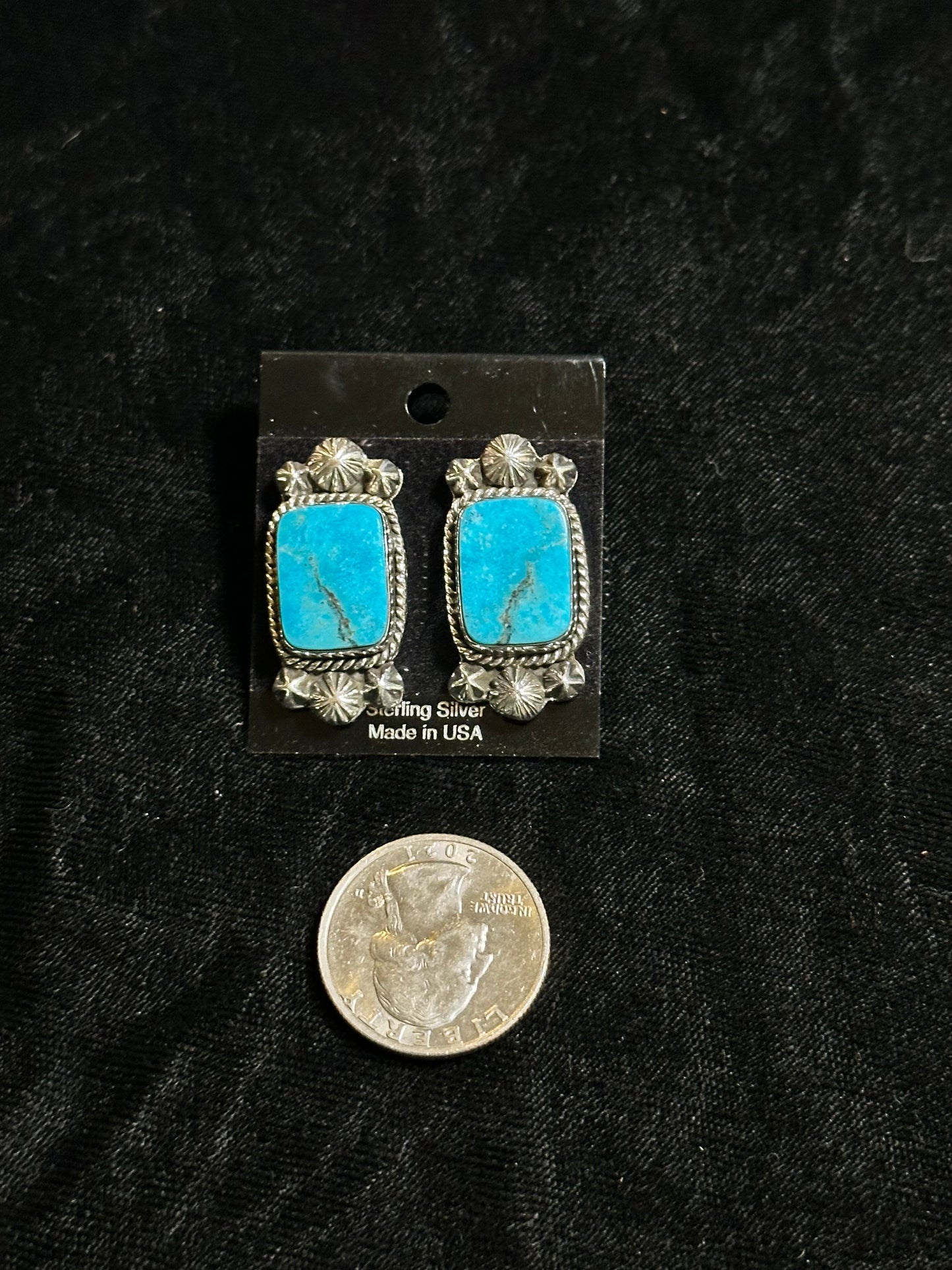 Kingman Turquoise Earrings with Post at Top