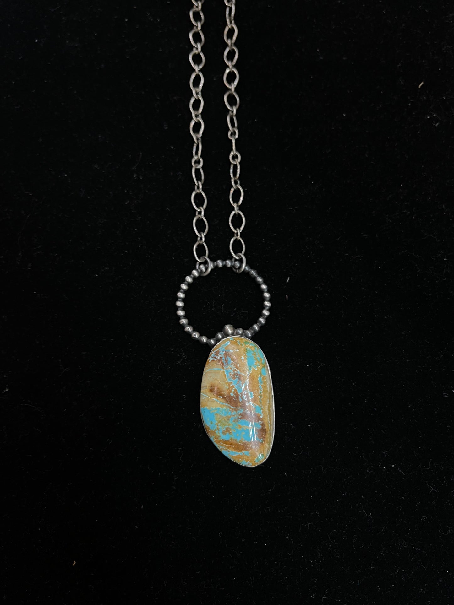 18" Cerrillos Turquoise Necklace By P. Yazzie, Navajo